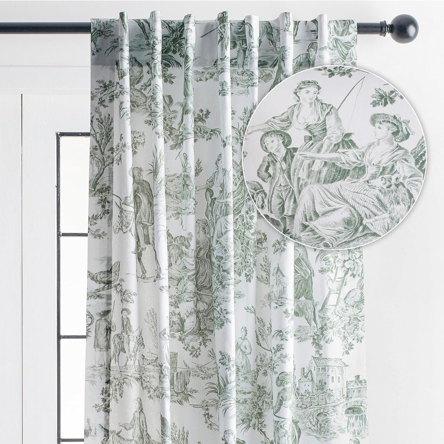 Elegant 100% Cotton Light Filtering Toile Curtains for Home