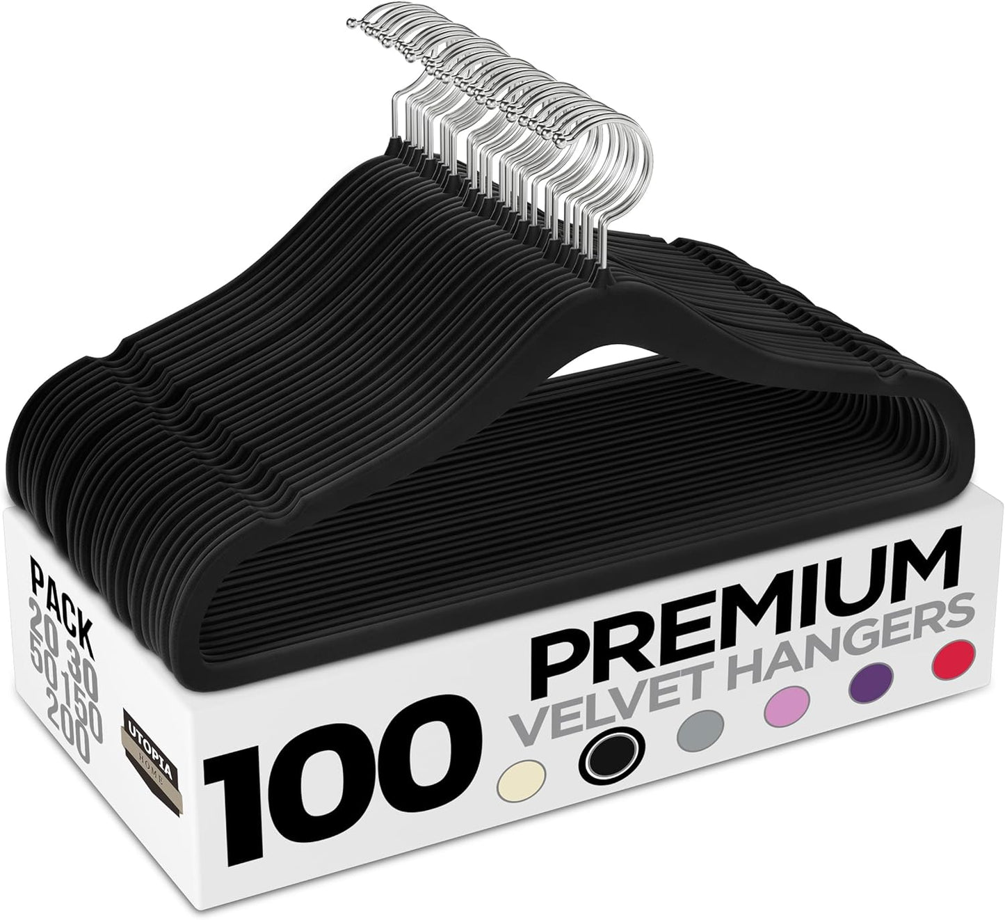 Velvet Hangers 100 Pack - Non-Slip Suit Hangers for Wardrobe