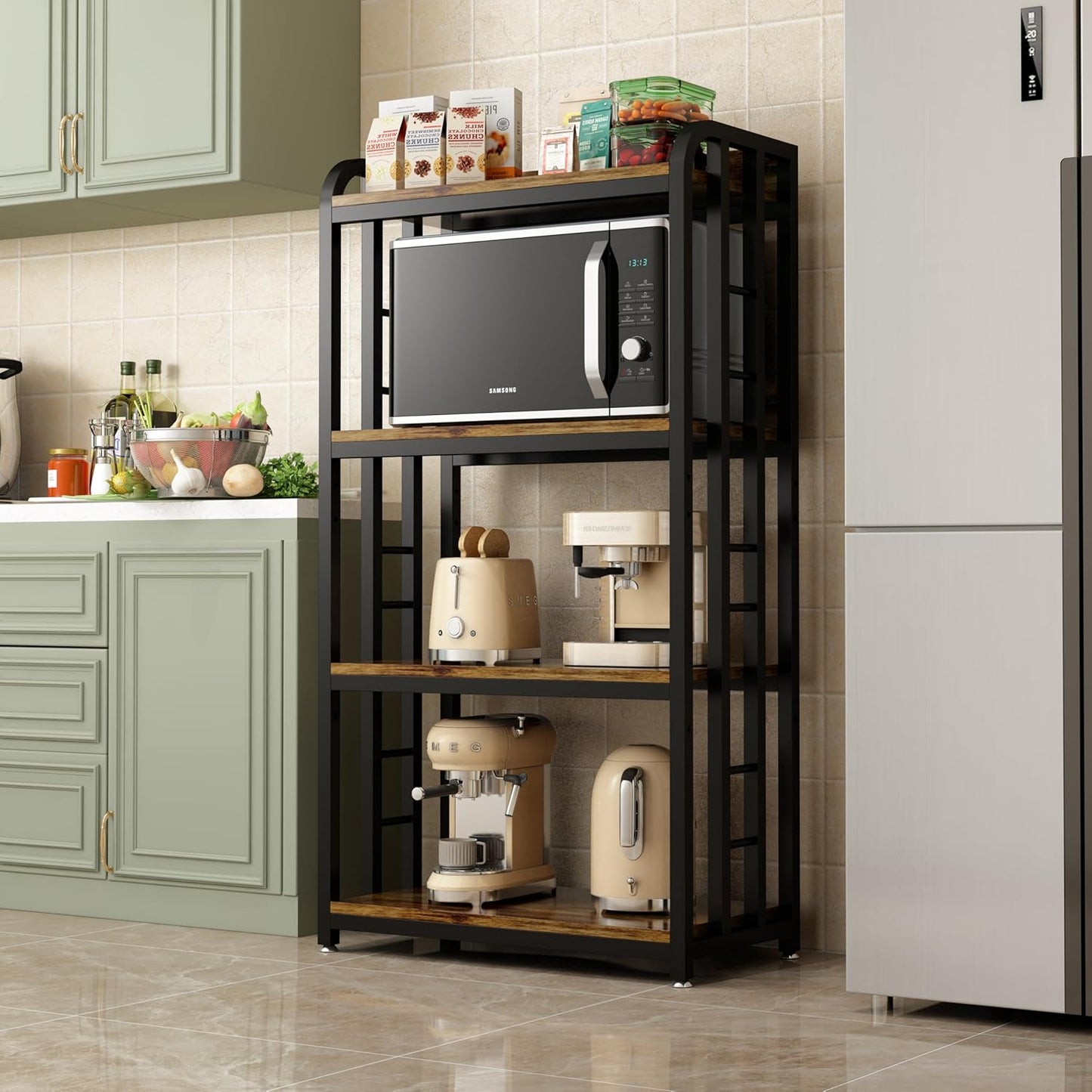 4-Tier Rolling Kitchen Rack - Heavy Duty Storage & Organizer