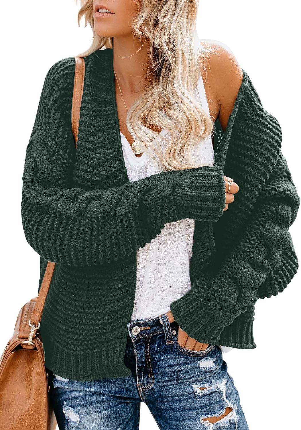Dokotoo Womens Open Front Long Sleeve Chunky Knit Cardigan