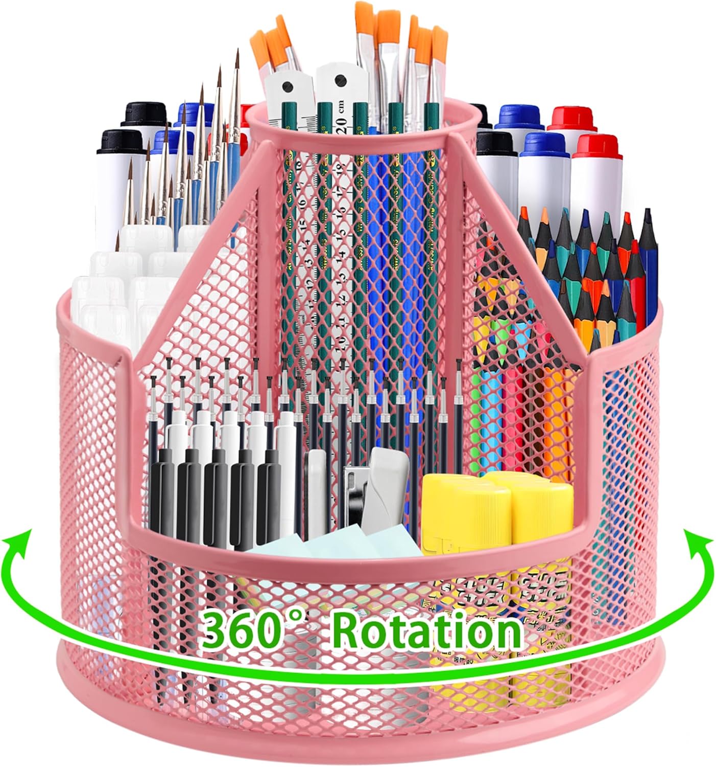 Premium Pink Pen Holder: Sturdy, Rotating, Cute