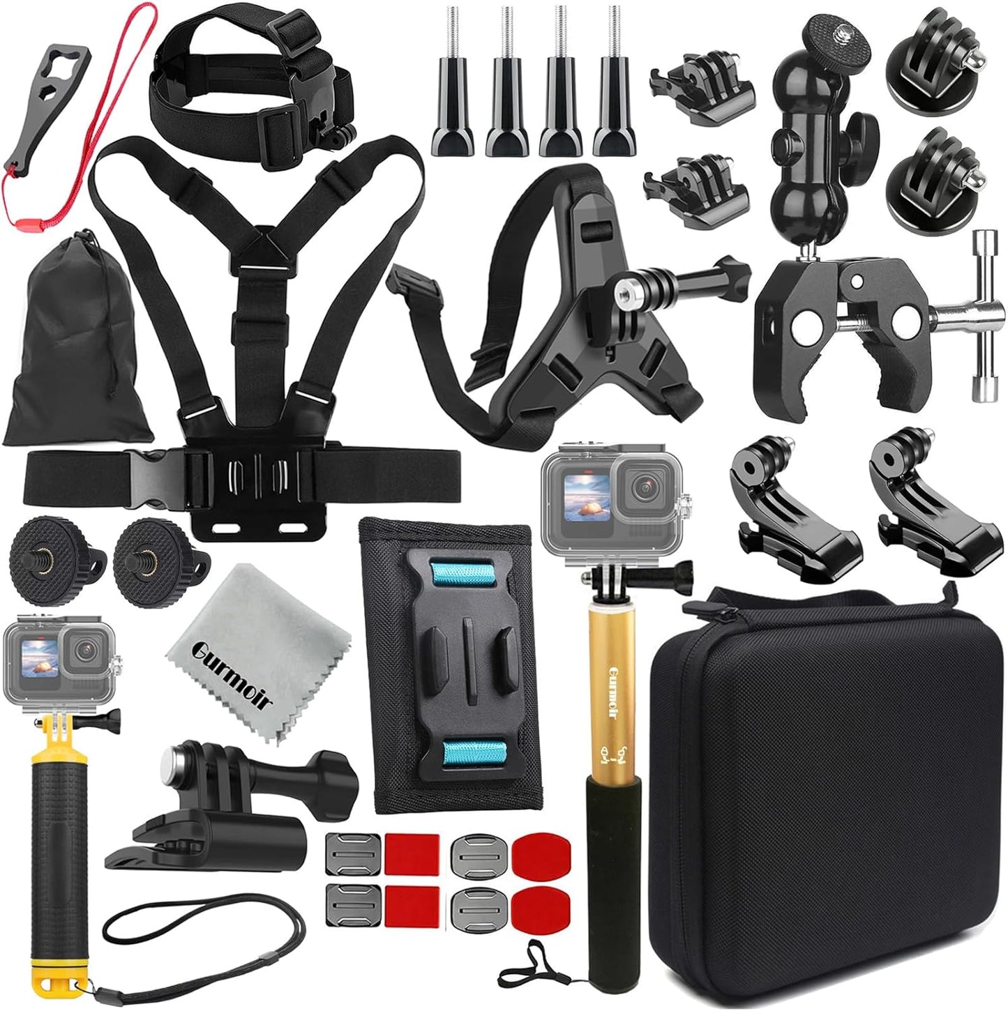 Gurmoir Accessory Kit for Action Cameras: Versatile Mounts & More