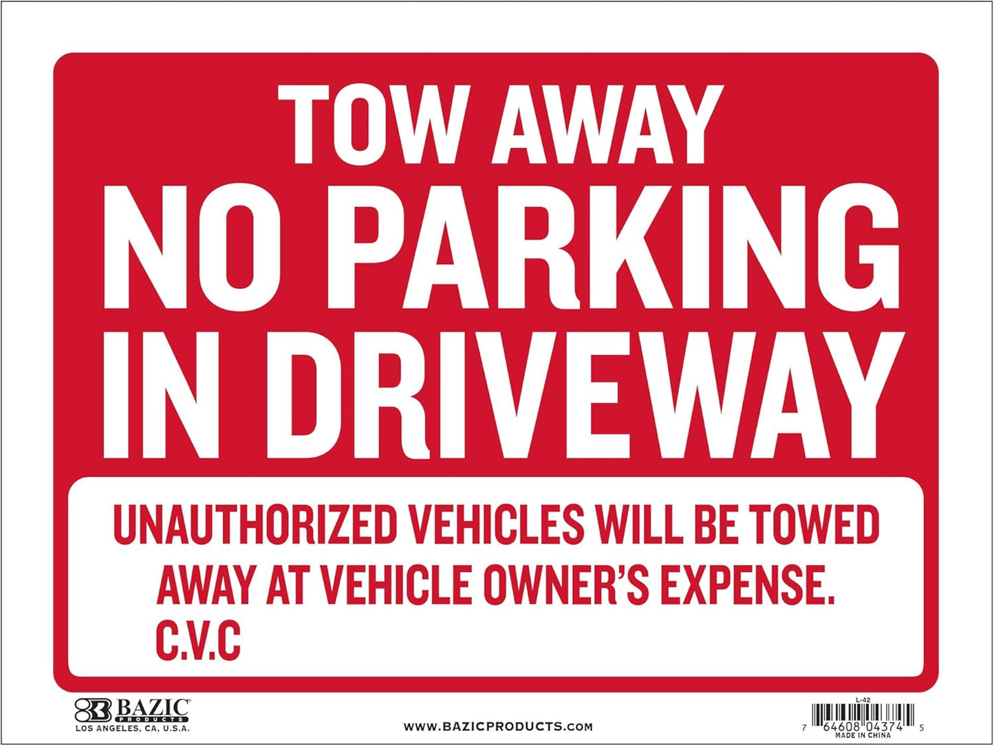 Tow Away Sign 12x16 IN for No Parking Unauthorized Vehicles