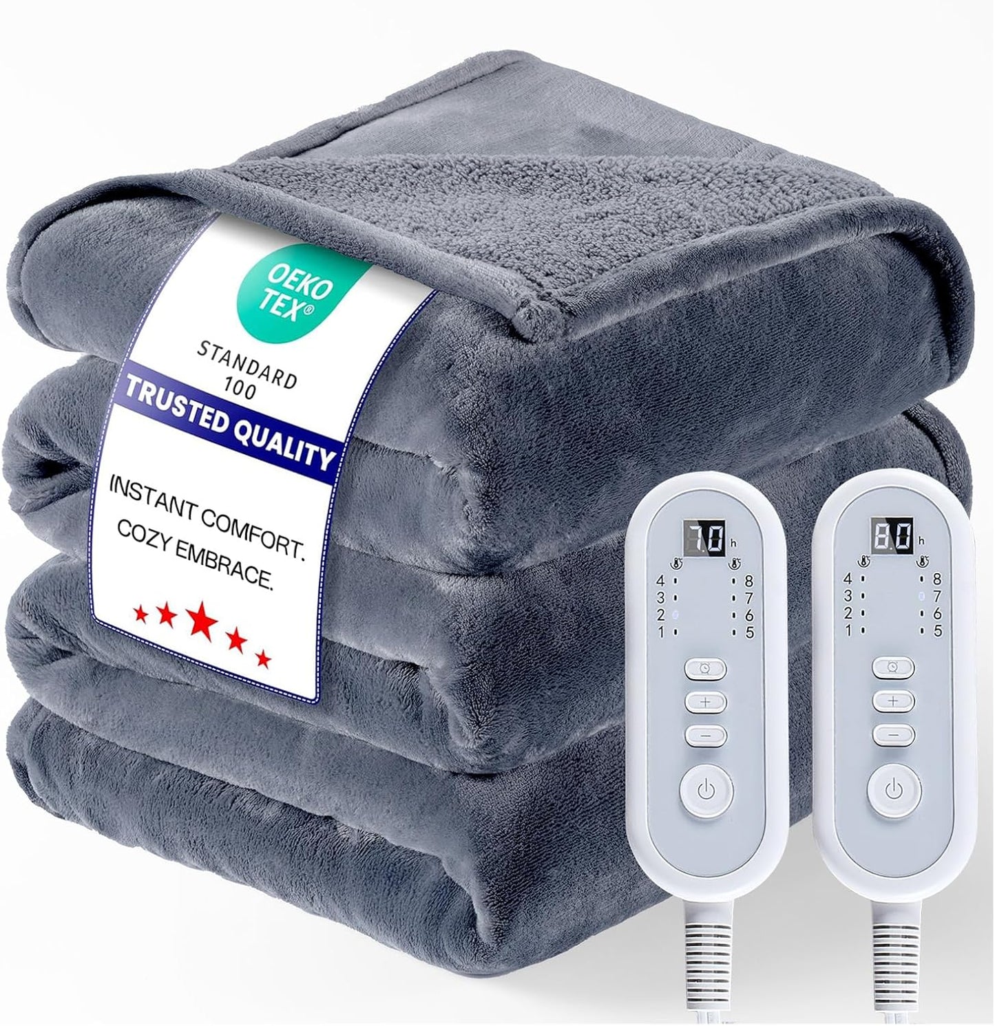 Heated Blanket Electric Queen Size with Dual Controls for Comfort