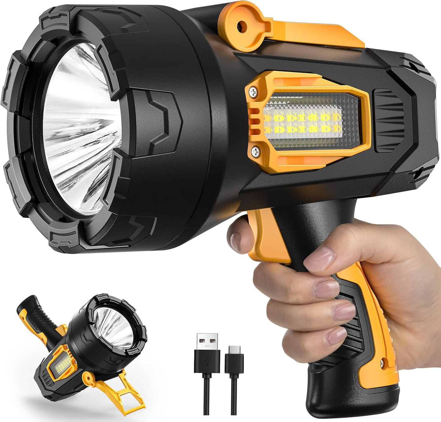 MIXILIN Rechargeable Spotlight 90000 Lumens for Outdoor Use