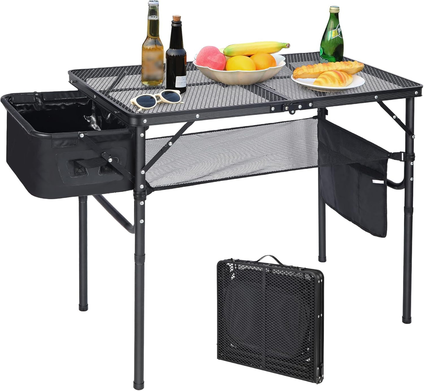 REDCAMP Folding Portable Grill Table with Sink for Camping BBQ