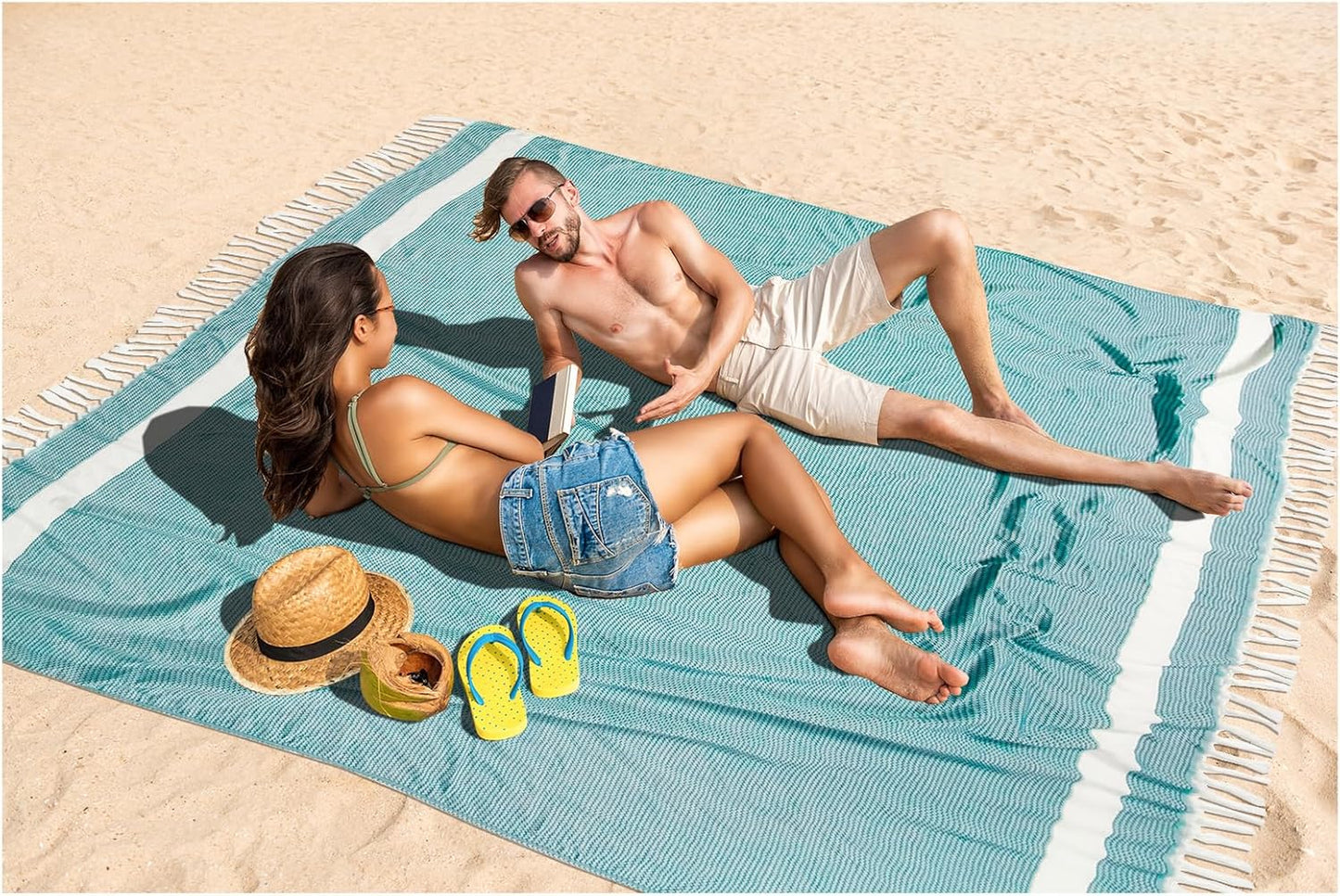 Oversized Turkish Beach Towel Blanket XXL Cotton Sandproof Towels