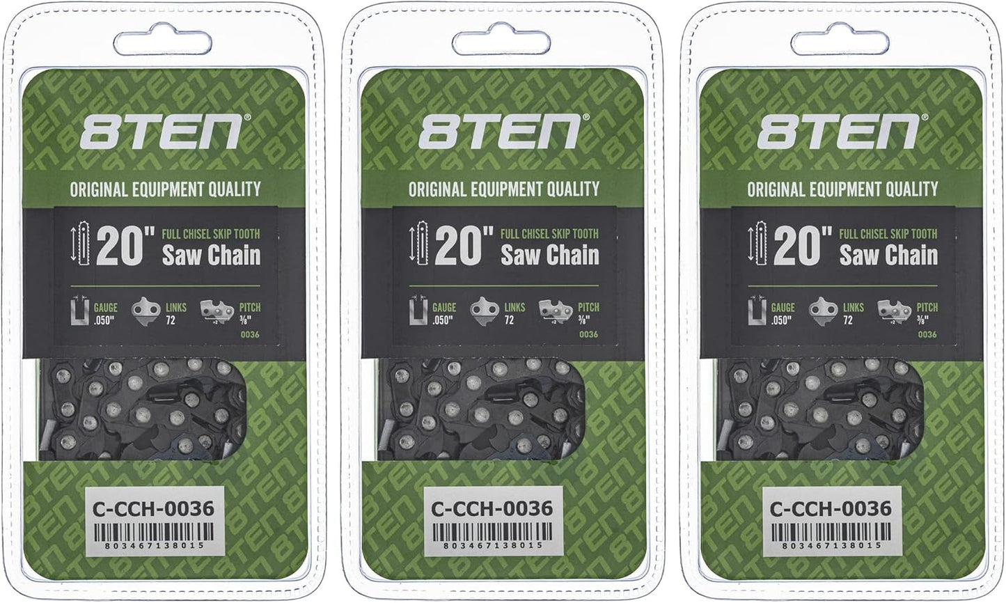 8TEN Full Chisel Skip Tooth Chainsaw Chain 20 Inch for Stihl