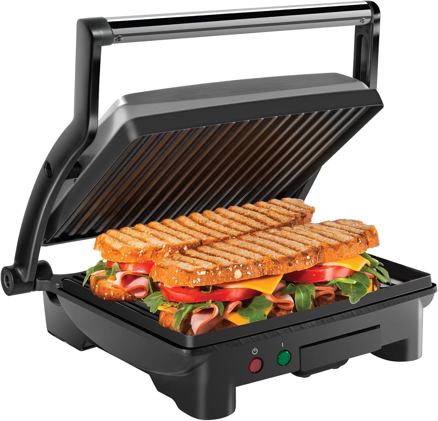 Chefman 180 Panini Grill - Non-Stick Plates, Stainless Steel, 4 Slice