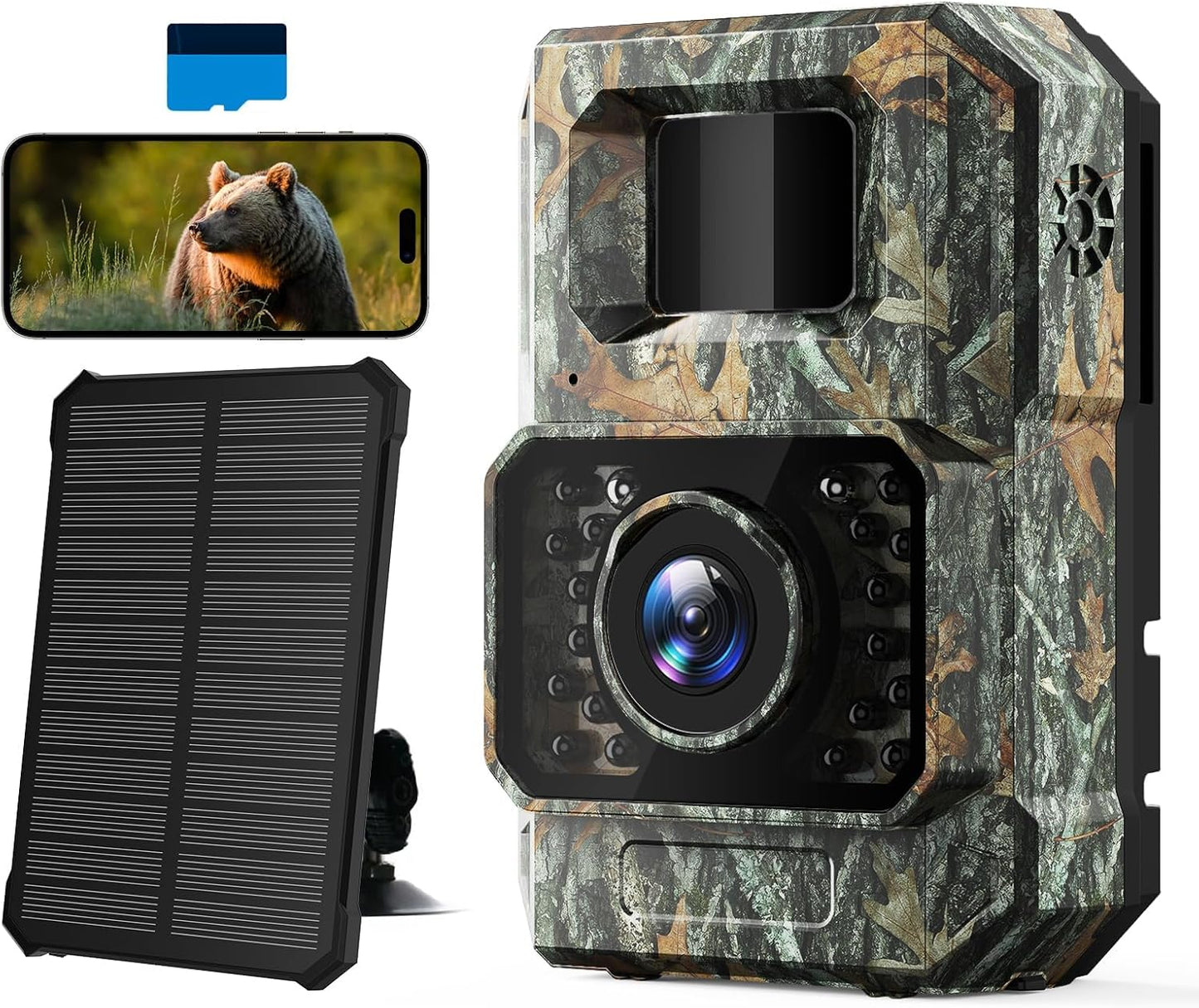 Wireless Solar Trail Cam, 48MP Night Vision, 0.1S Trigger Speed