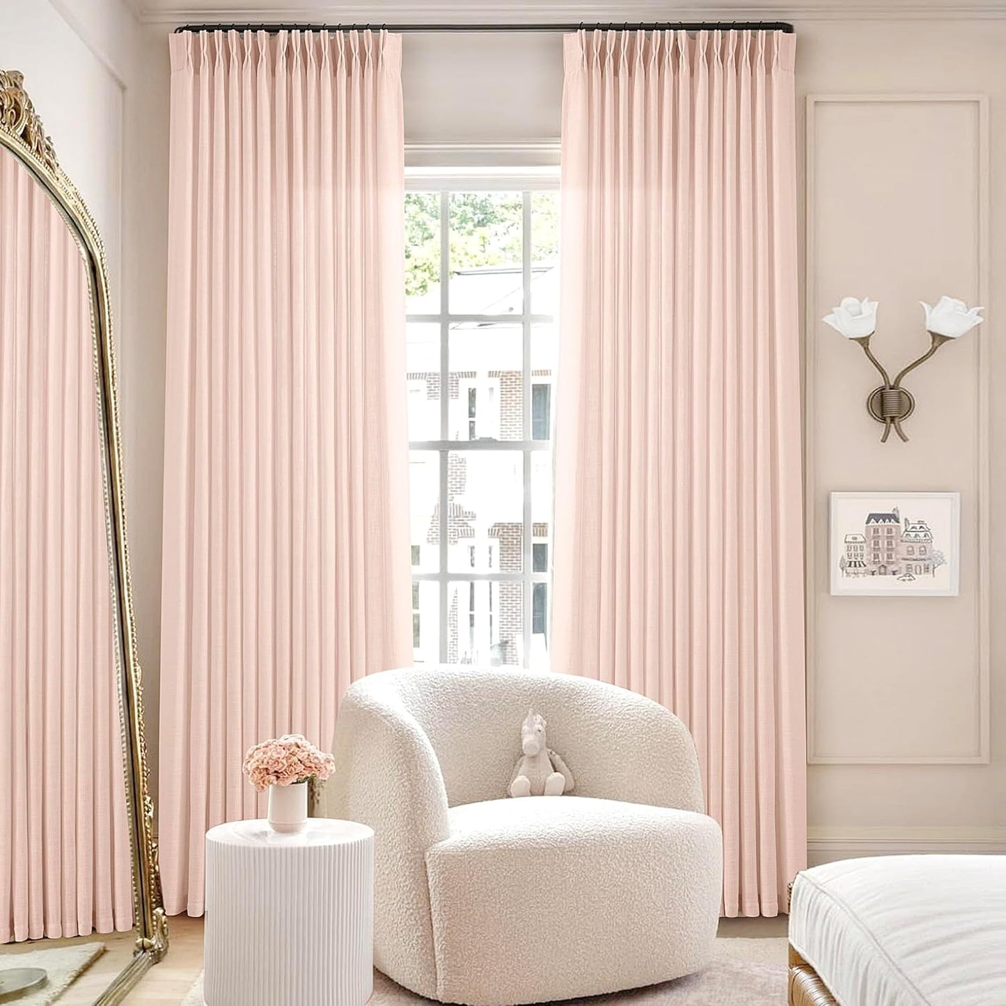 Light Pink Linen Curtains for Nursery and Bedroom Elegance