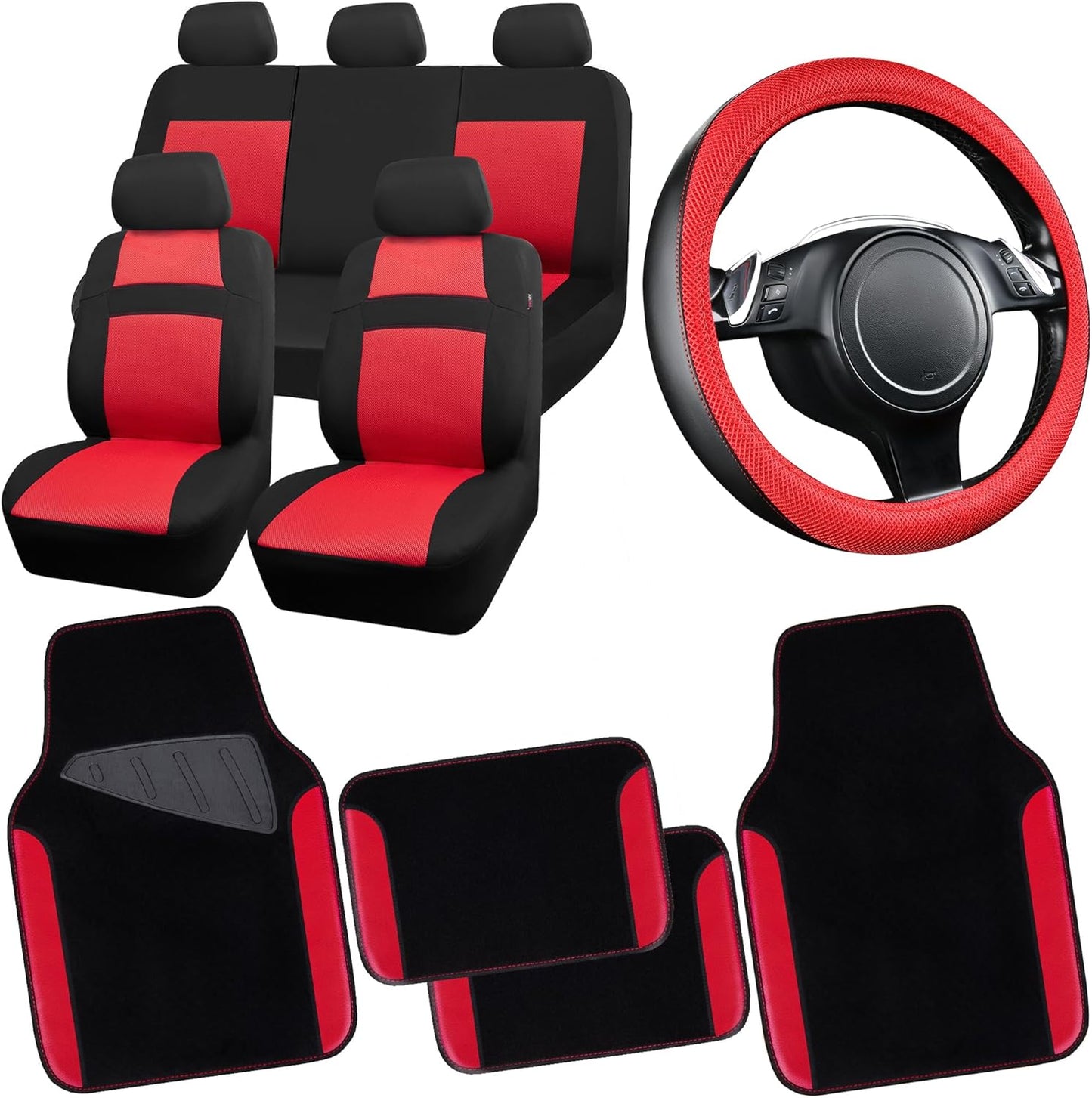 CAR PASS 3D Air Mesh Car Seat Covers & Floor Mats Set