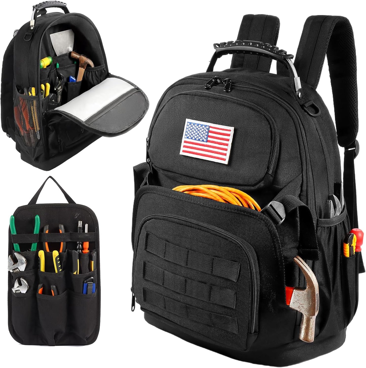 Heavy Duty Tool Backpack with Padded Shoulder for Professionals