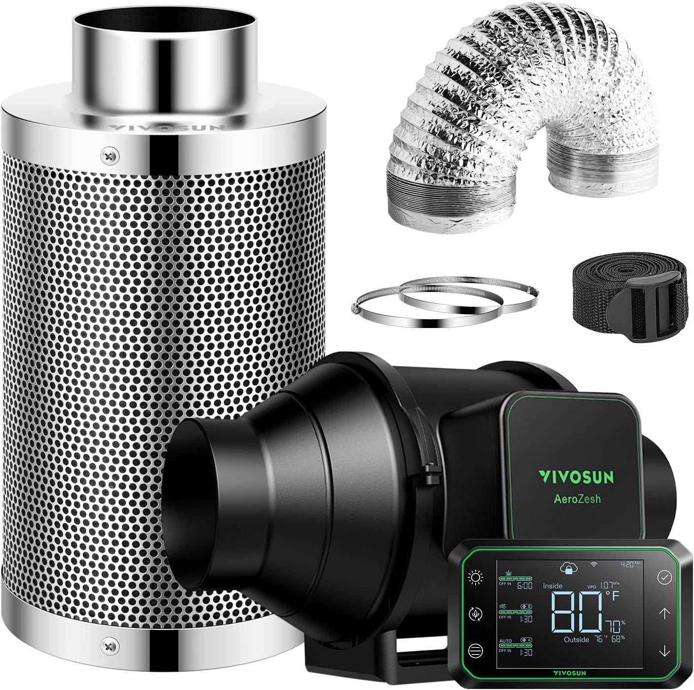 VIVOSUN Smart Air Filtration PRO S4 Kit - Grow Tent Cooling