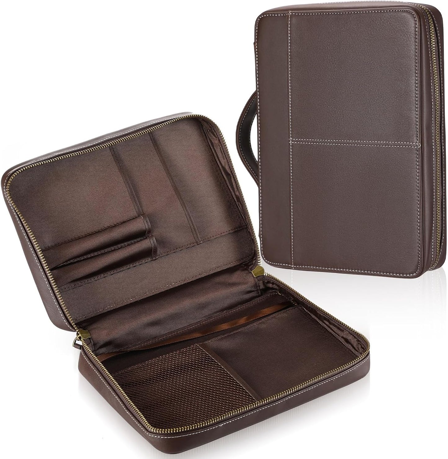 Top Grain Leather Bible Cover for Men Women with Zipper Handle