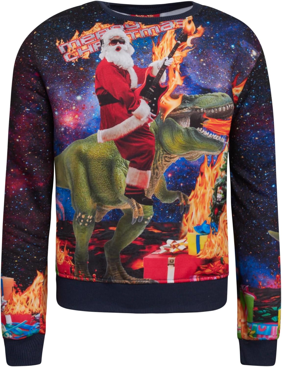 THREADCRAFT Boys' Funny Santa Elf & Llama Christmas Sweater