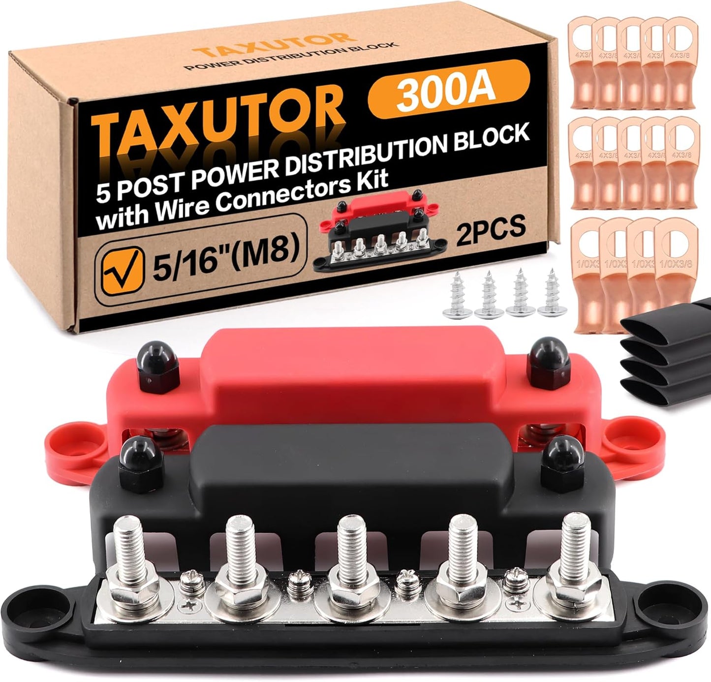 Bus Bar 5 Post 300A Power Distribution Block for Solar & RV