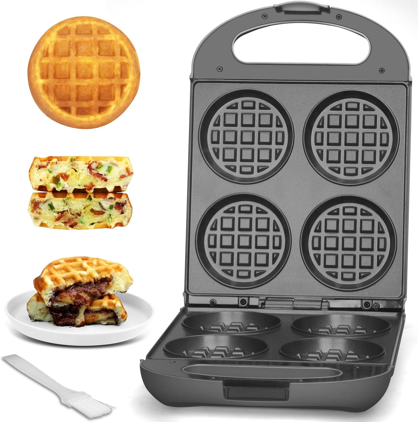 Stuffed Waffle Maker: Flippable, Nonstick, Graphite