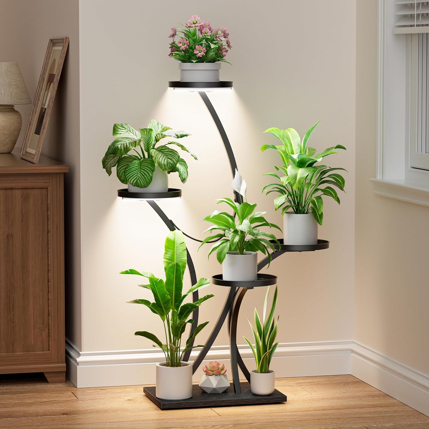 Plant Stand Indoor with Grow Lights - Stylish 5 Tiered Shelf