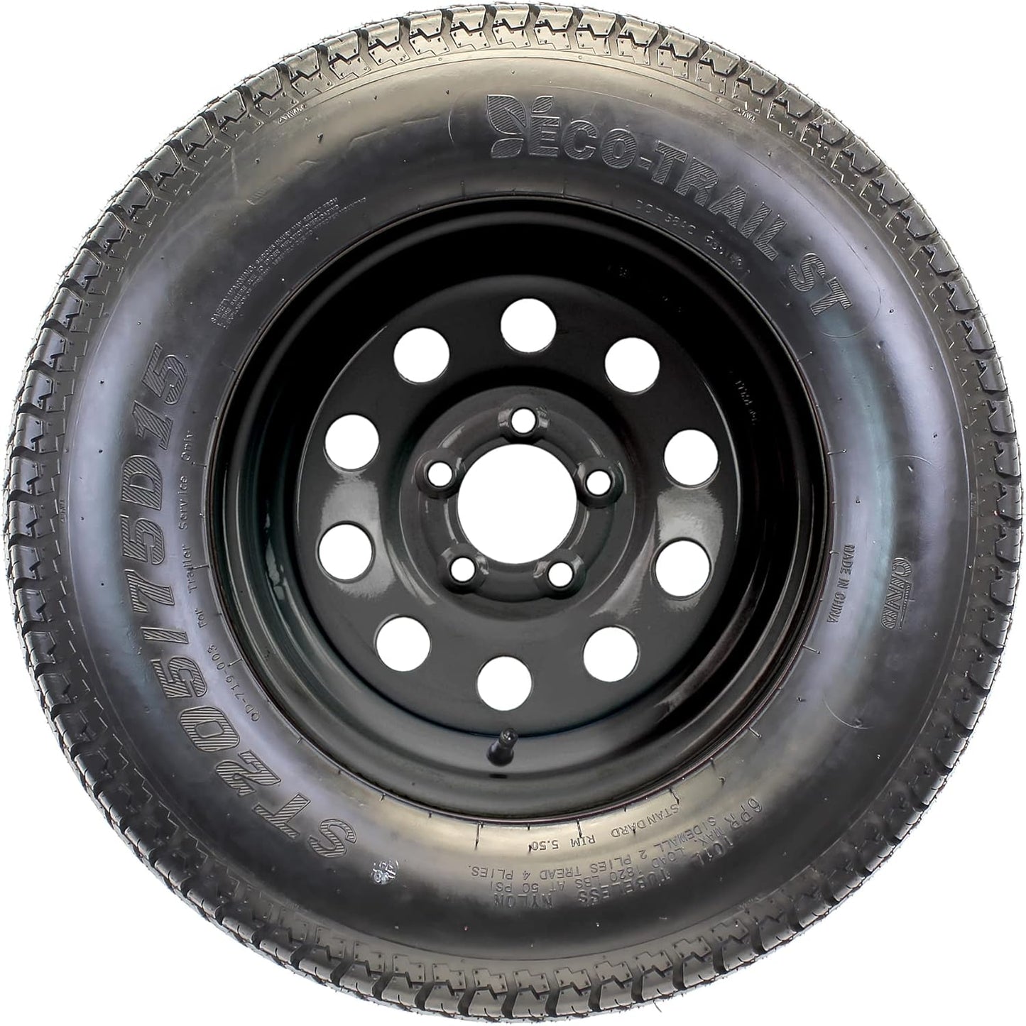eCustomrim Trailer Tire On Black Wheel Modular Rim ST205/75D15