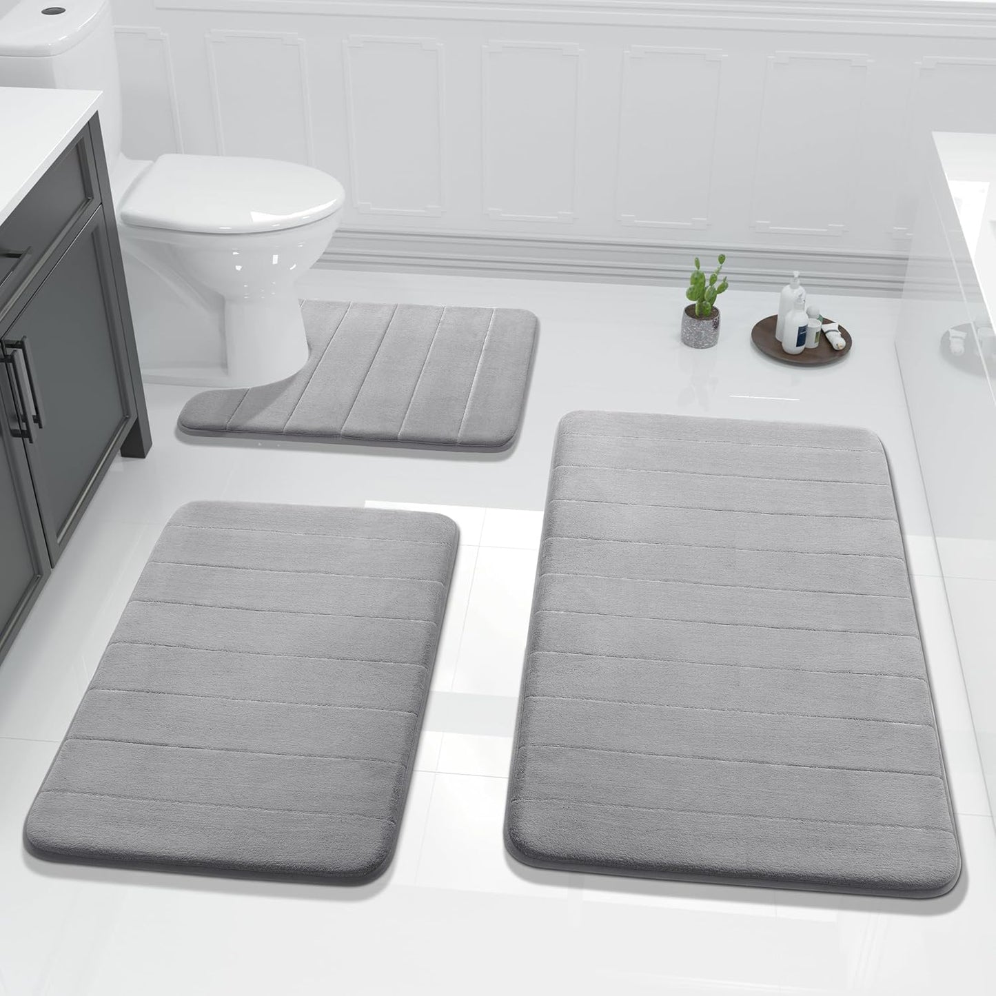 Yimobra Memory Foam Bath Mat Set - Soft, Absorbent & Non-Slip