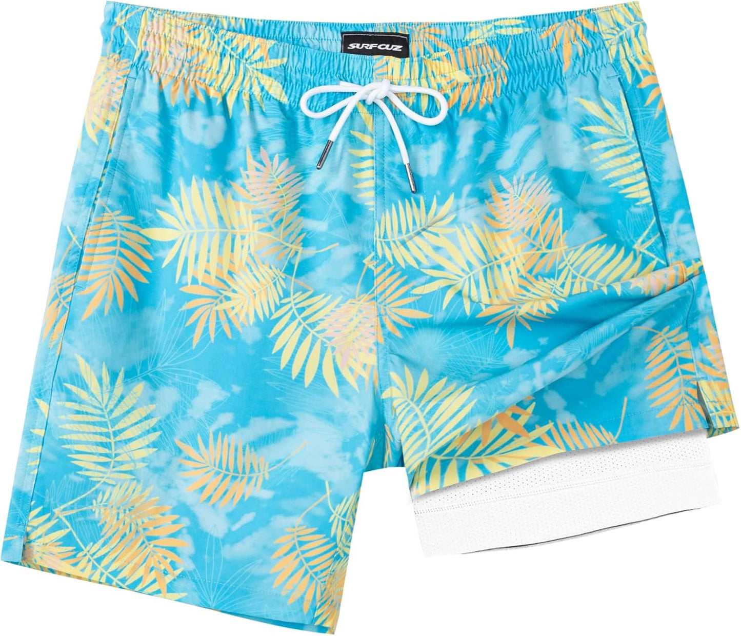 SURF CUZ Mens Swim Trunks with Compression Liner for Comfort