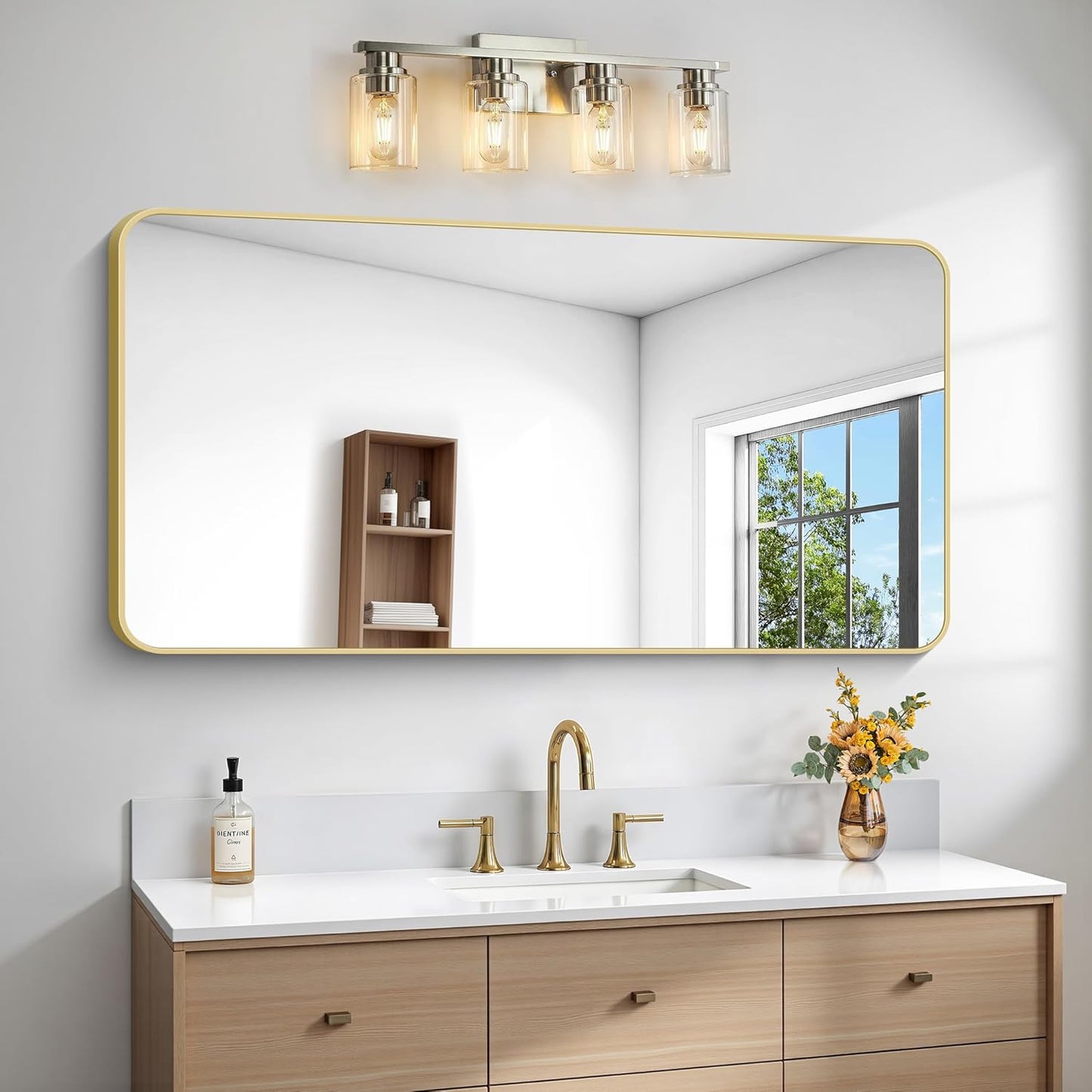 Gold Bathroom Mirror 24x48 inch for Modern Home Decor
