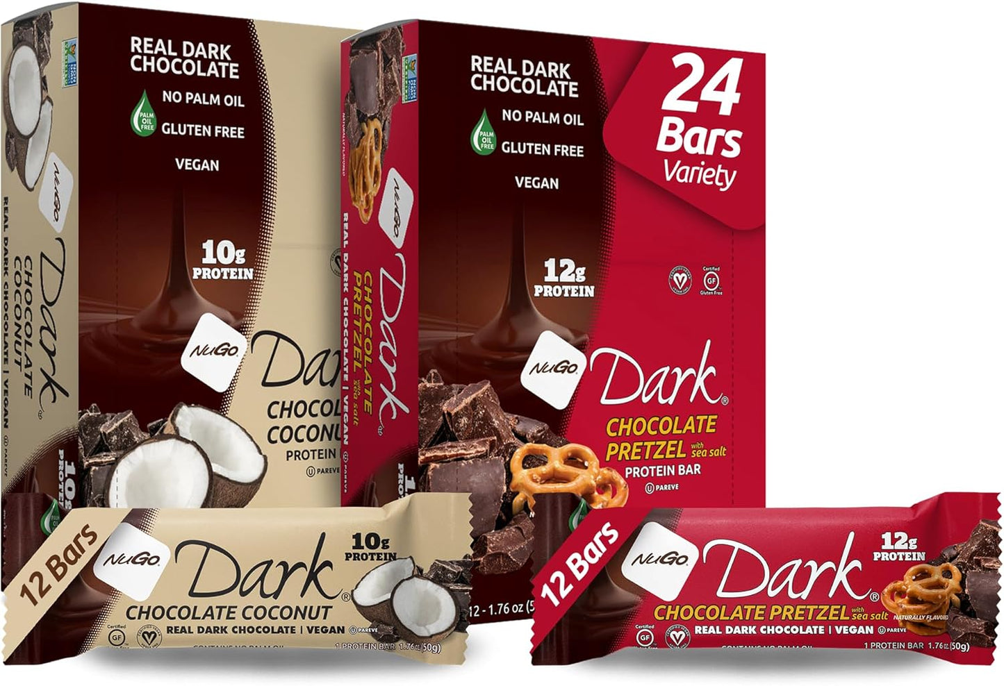 NuGo Dark Variety Bars - Vegan, Gluten Free, Delicious Treats