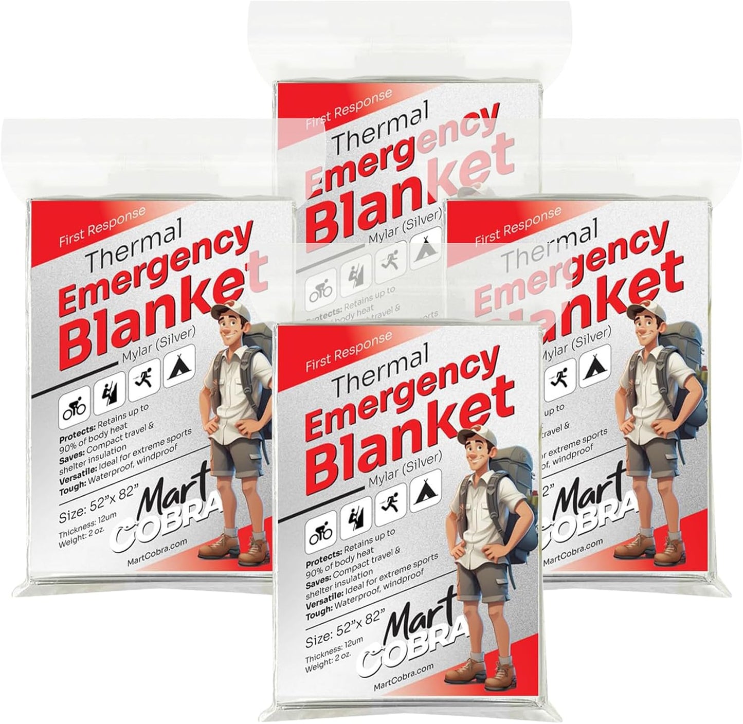 Mart Cobra 4-Pack Emergency Space Blankets