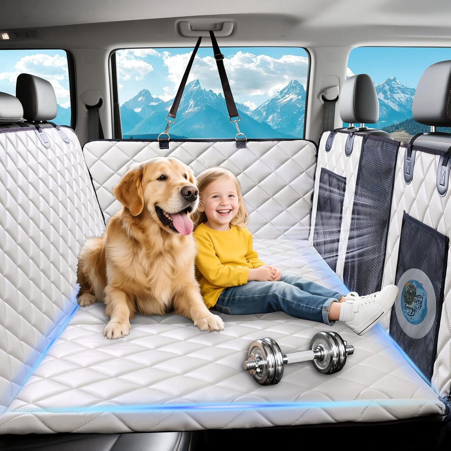 Hard Bottom Dog Car Seat Cover for Back Seat - Waterproof & Comfy
