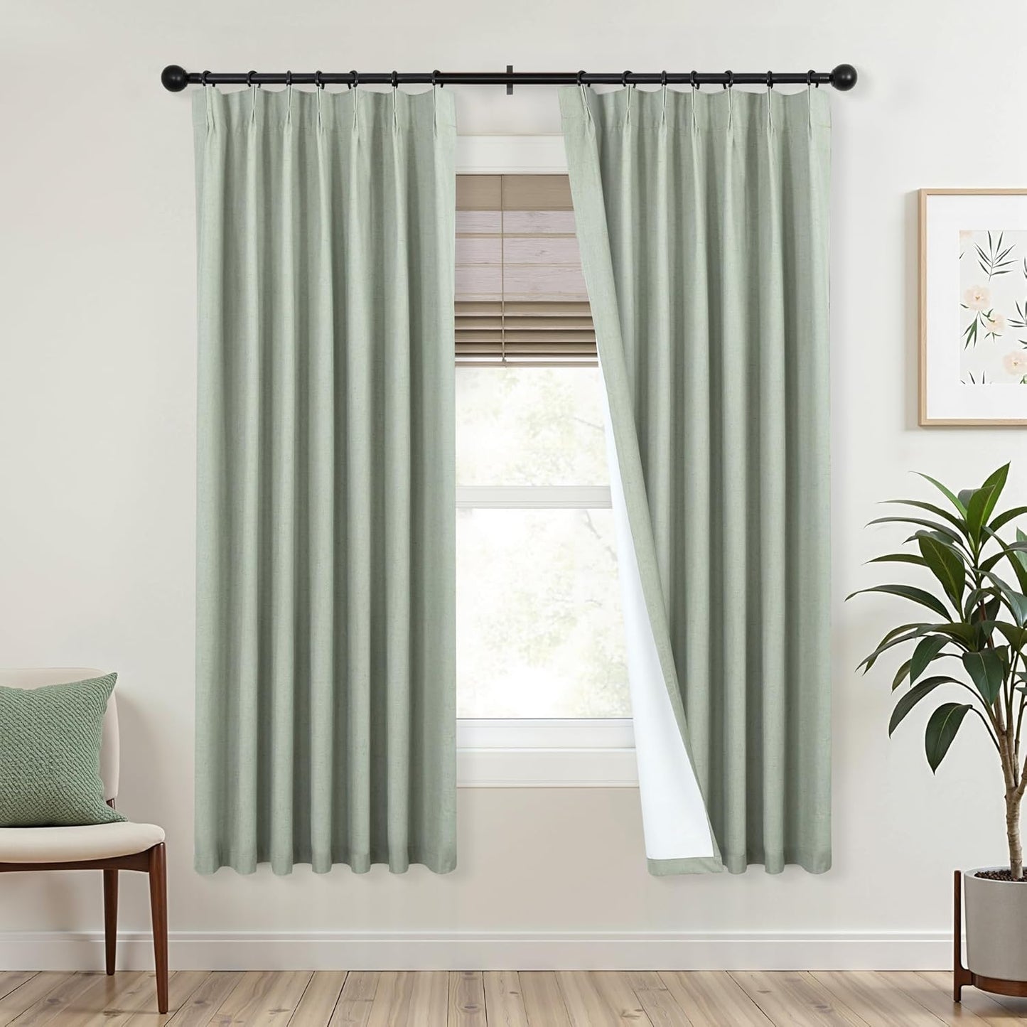 Mrs.Naturall Light Green Blackout Curtains for Modern Homes