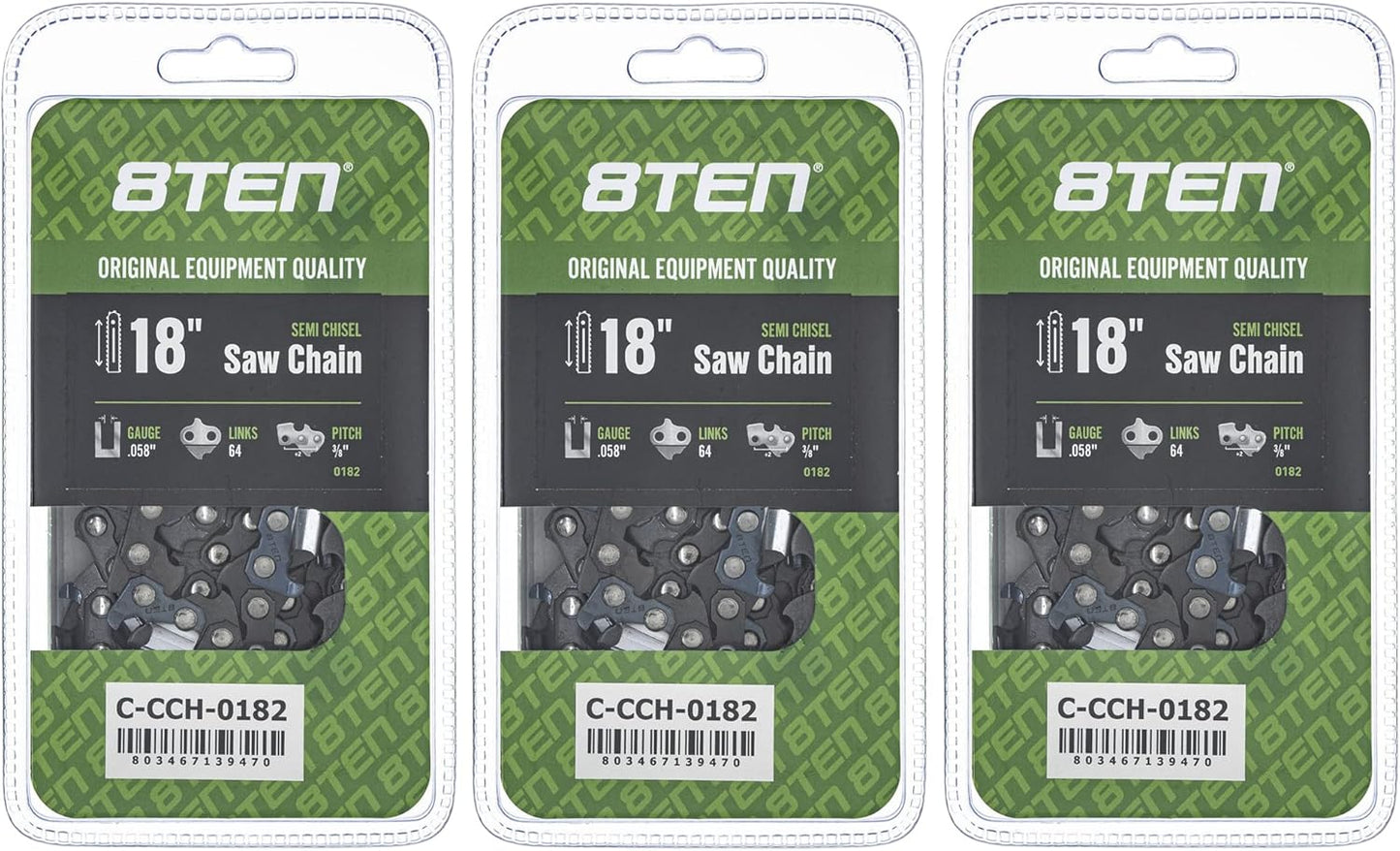 8TEN Semi Chisel Chainsaw Chain 18 Inch for DCS430 DCS431
