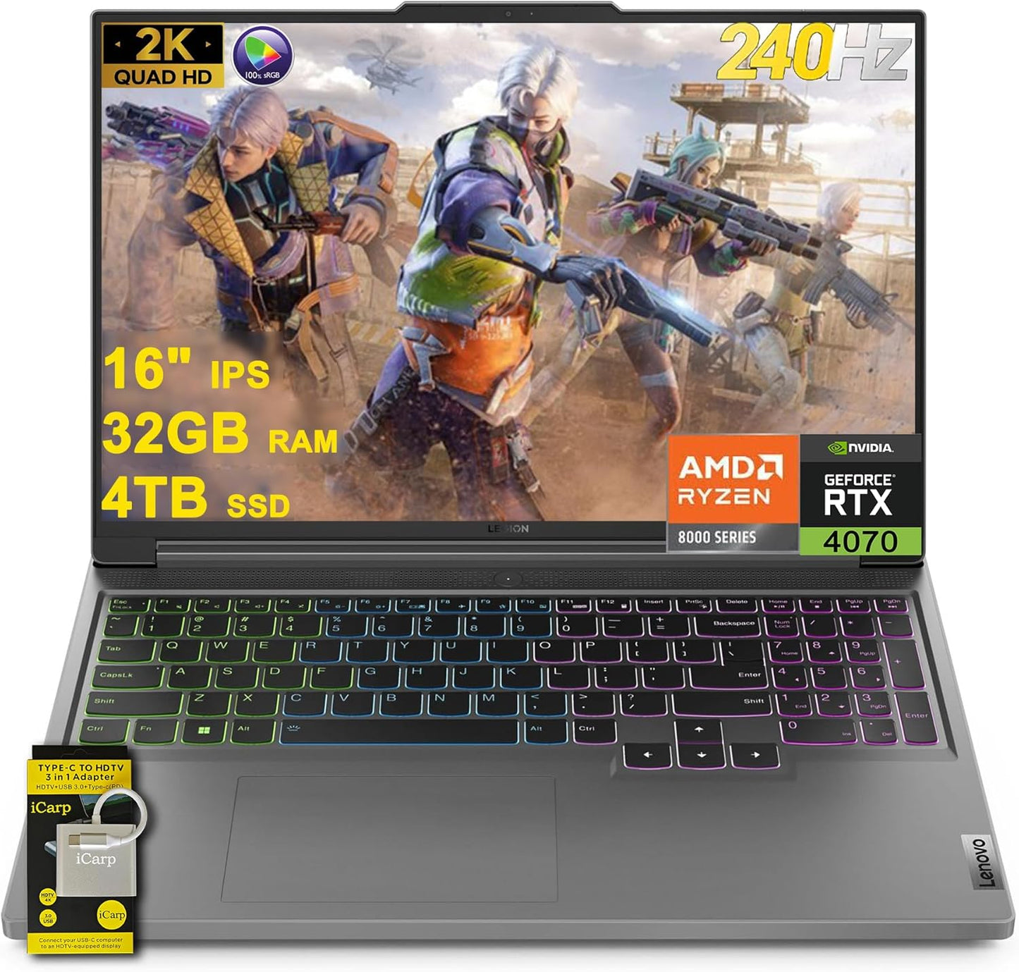 Lenovo Legion Slim 5 Gaming Laptop - 16 WQXGA 240Hz AMD Ryzen 7 8845HS - Ultimate Performance