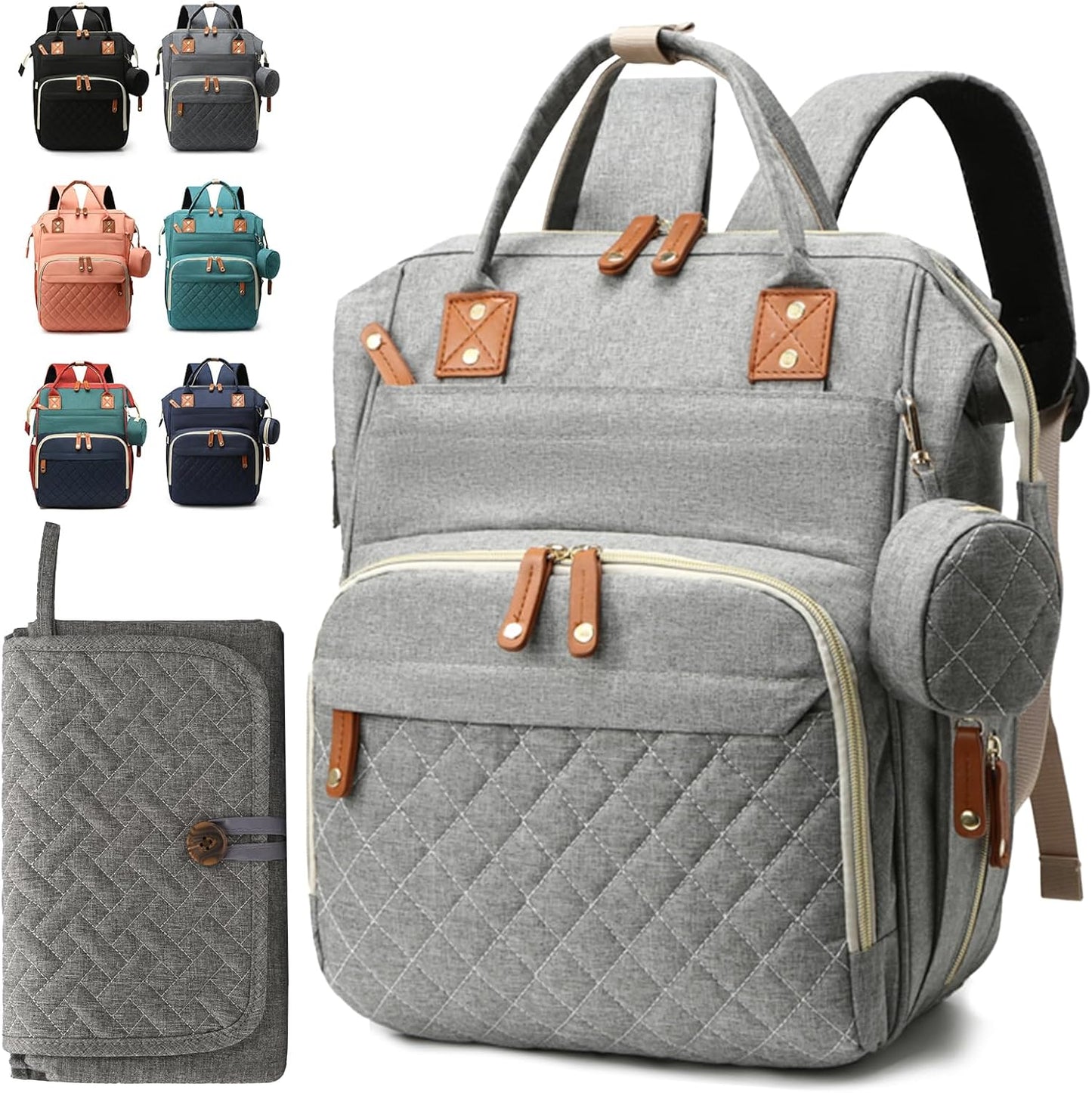 Gray Baby Diaper Backpack: Change Anywhere Gracefully