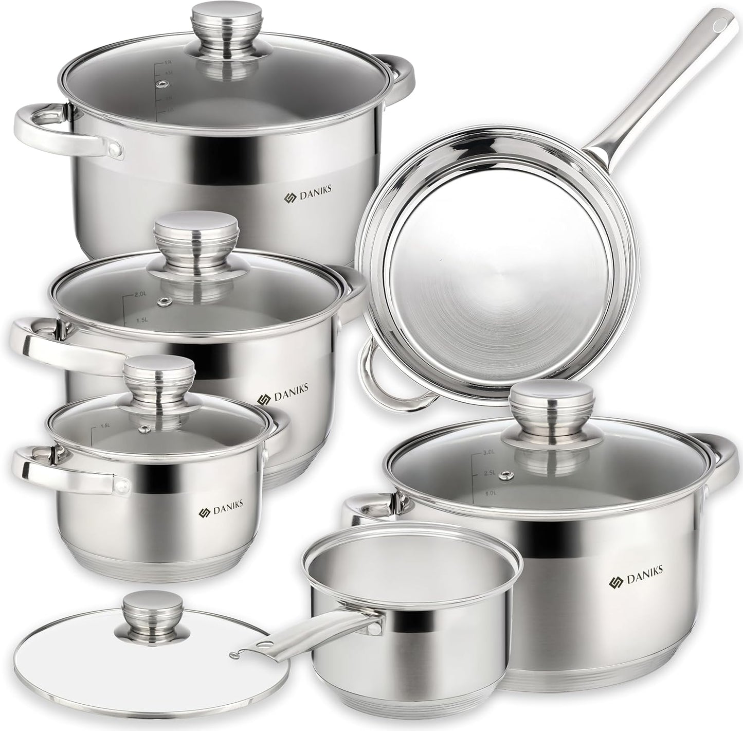 Daniks Standard 11-Piece Stainless Steel Induction Cookware Set
