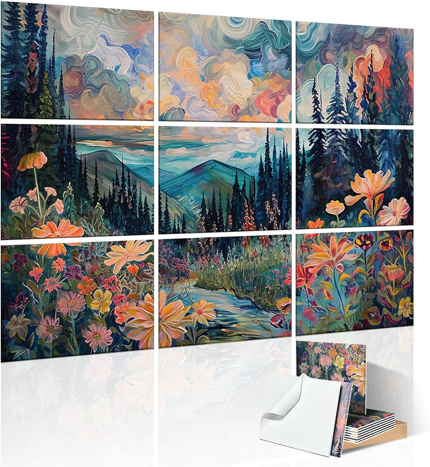 9 Pack Art Acoustic Panels for Sound Absorbing and Decoration