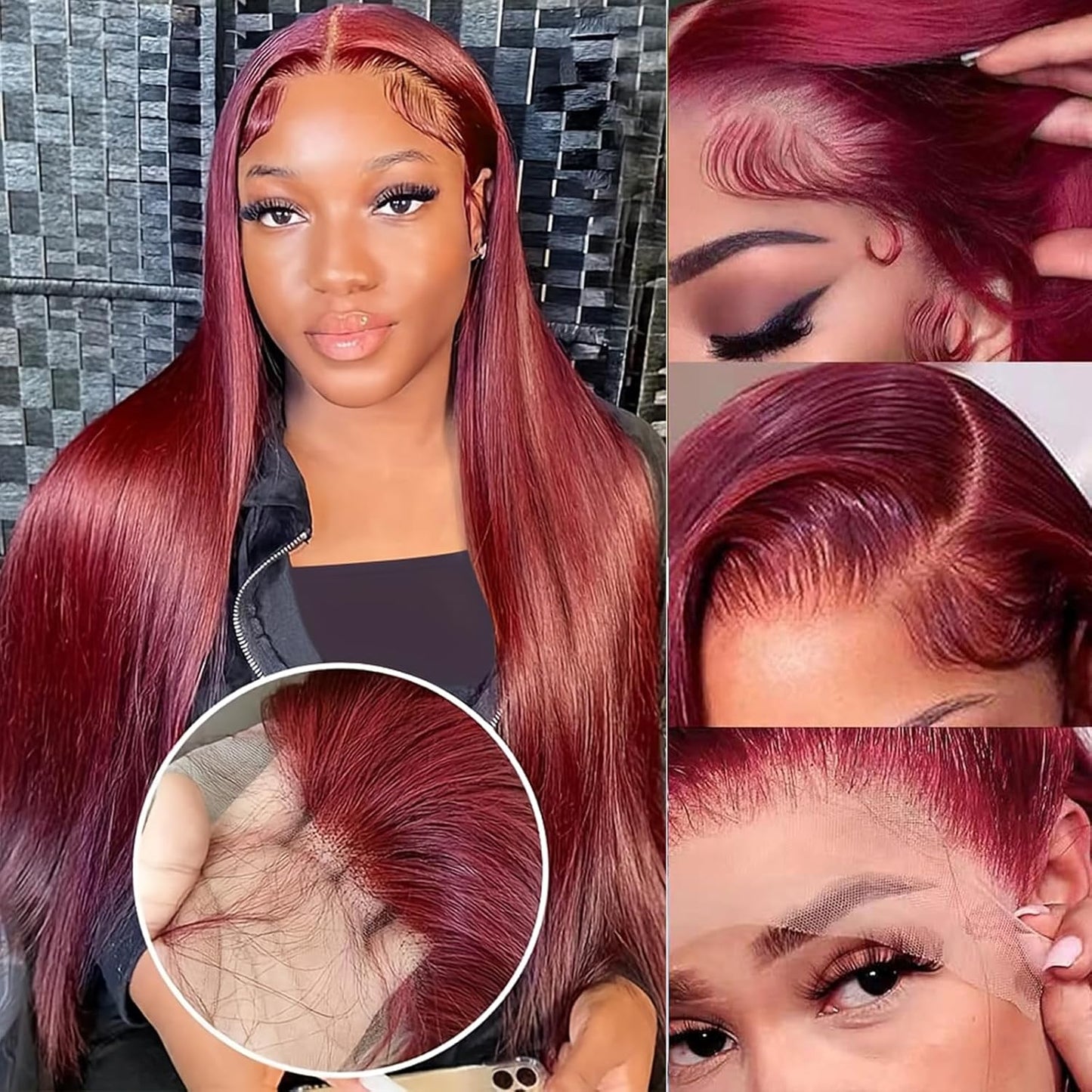 Burgundy Lace Front Wigs Human Hair 30 Inch for Black Women