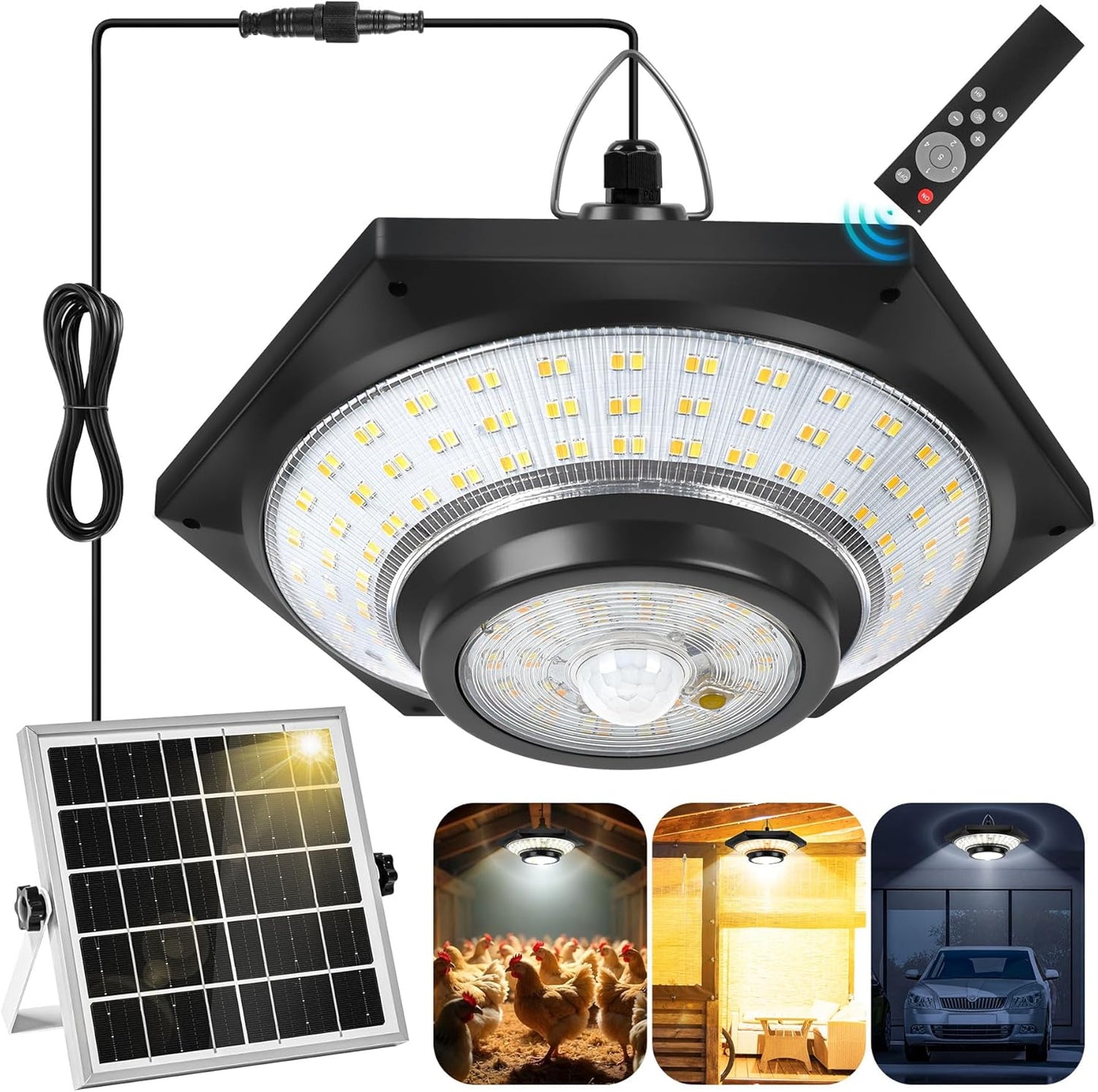 1000LM Solar Shed Light: 5 Modes Motion Sensor, Remote Control, ROSTIUTE