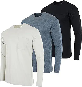 Real Essentials Men's Cotton Performance Long Sleeve Crew Neck T-Shirt