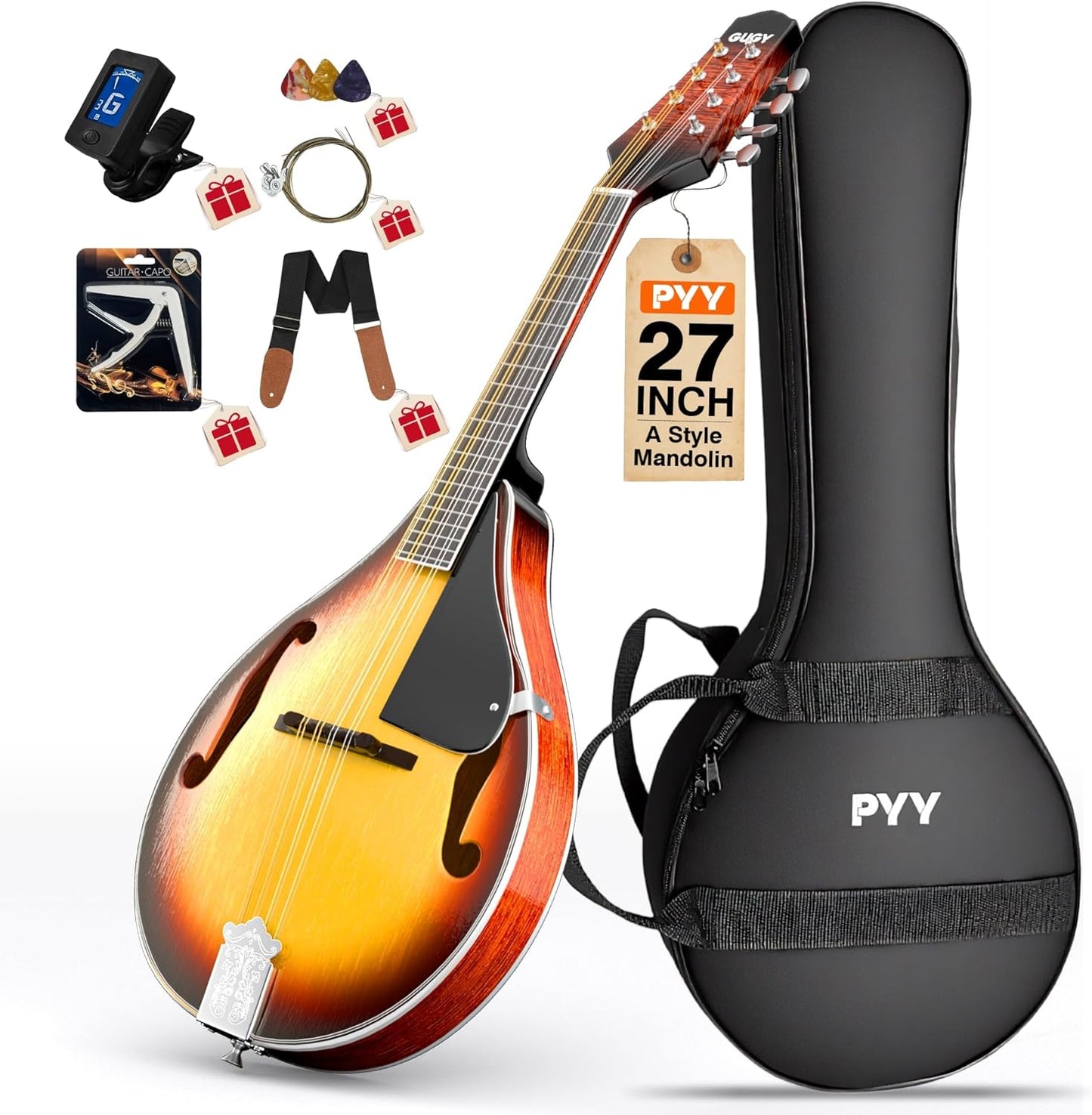 PYY A Style 8-Strings Mandolin - Perfect for All Skill Levels