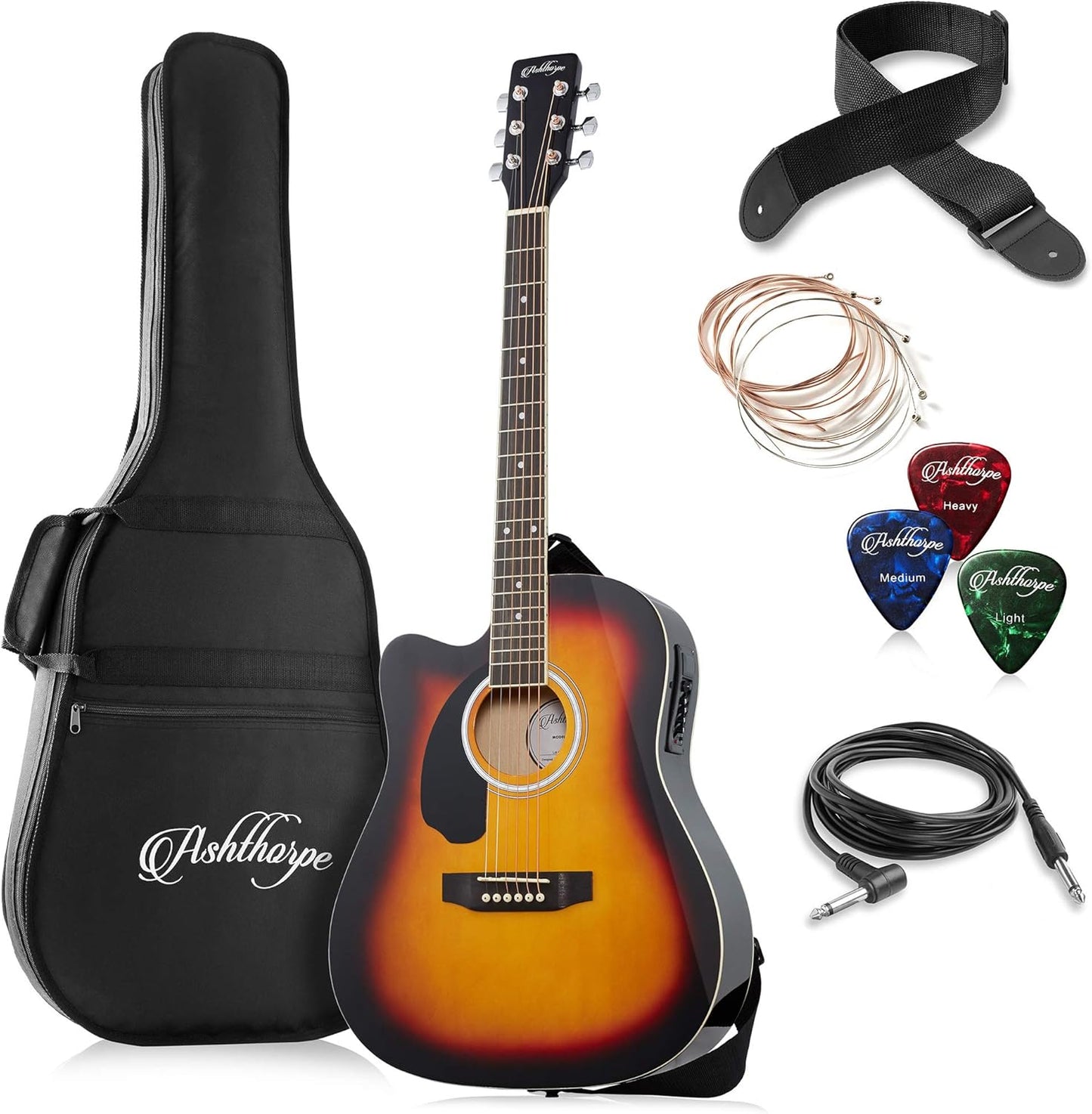 Left-Handed Electric Acoustic Guitar - Premium Sunburst Finish