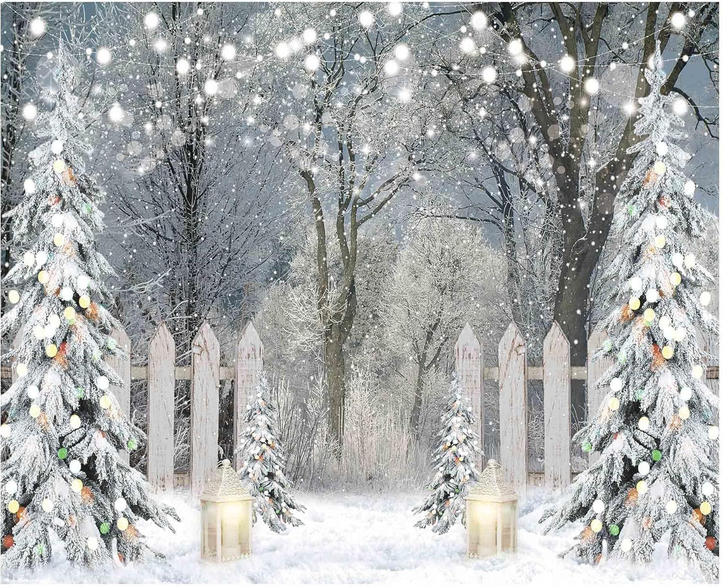 Funnytree 10x8FT Winter Photography Backdrop for Holiday Decor