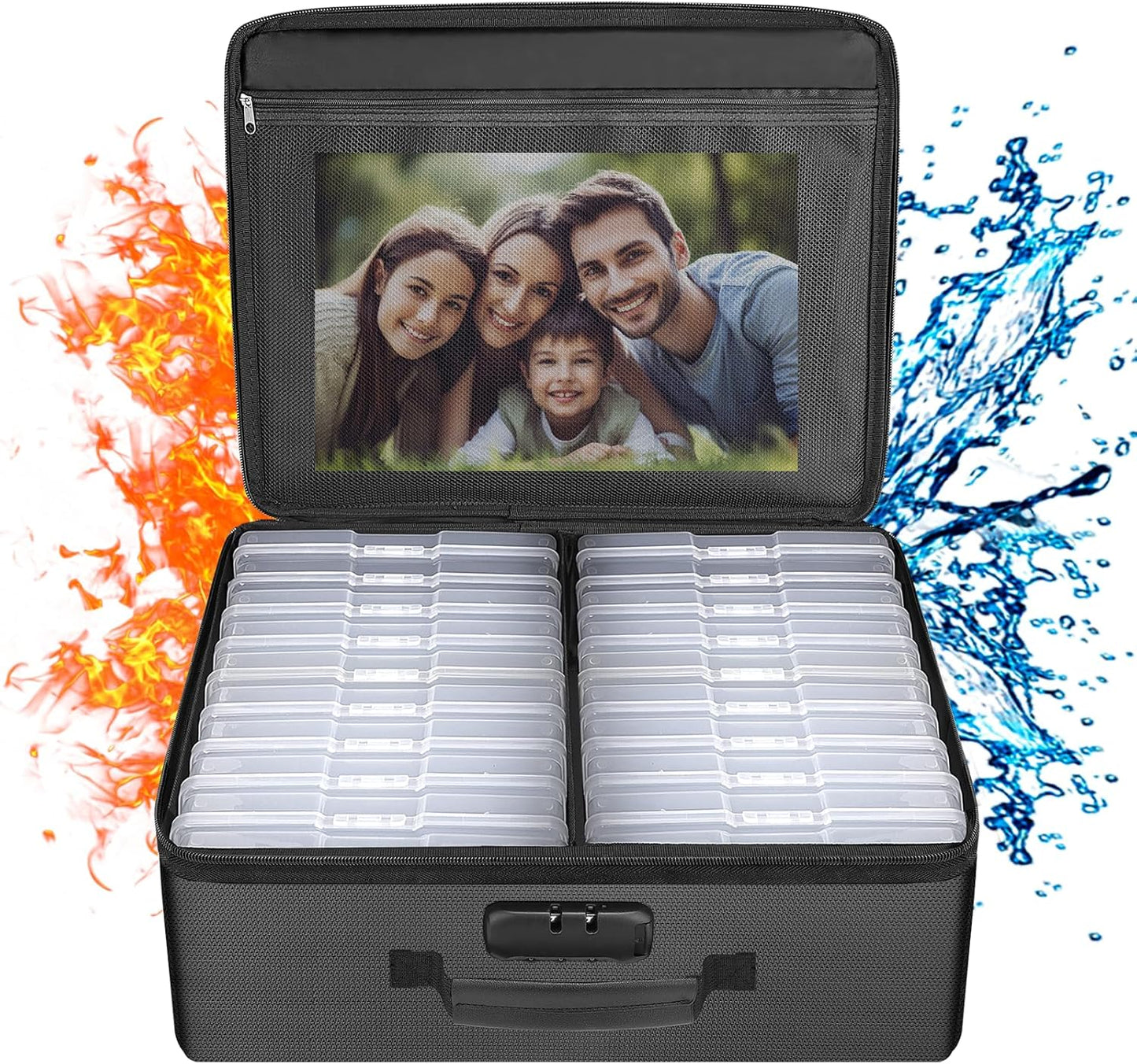 ENGPOW Fireproof Photo Storage Box with 18 Inner Cases for Safety