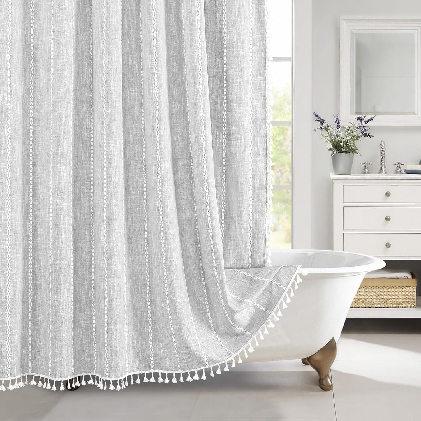 MitoVilla Boho Extra Long Shower Curtain for Country Decor