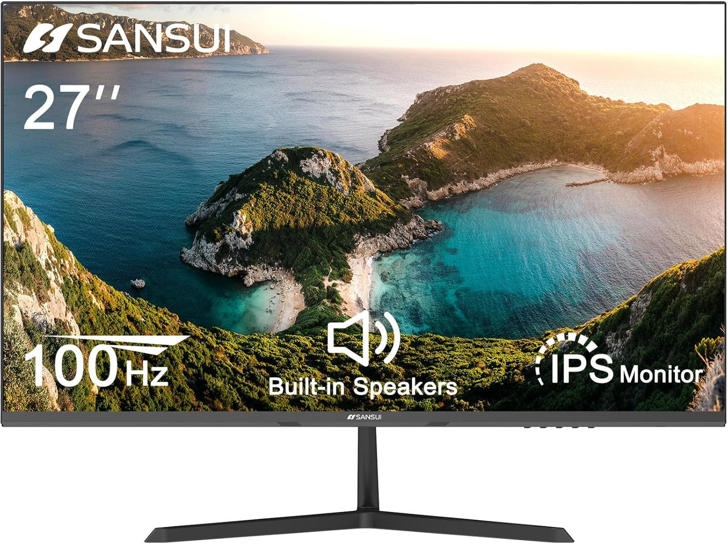 SANSUI 27 IPS 100Hz FHD Monitor - Built-in Speakers, HDR, Adaptive Sync