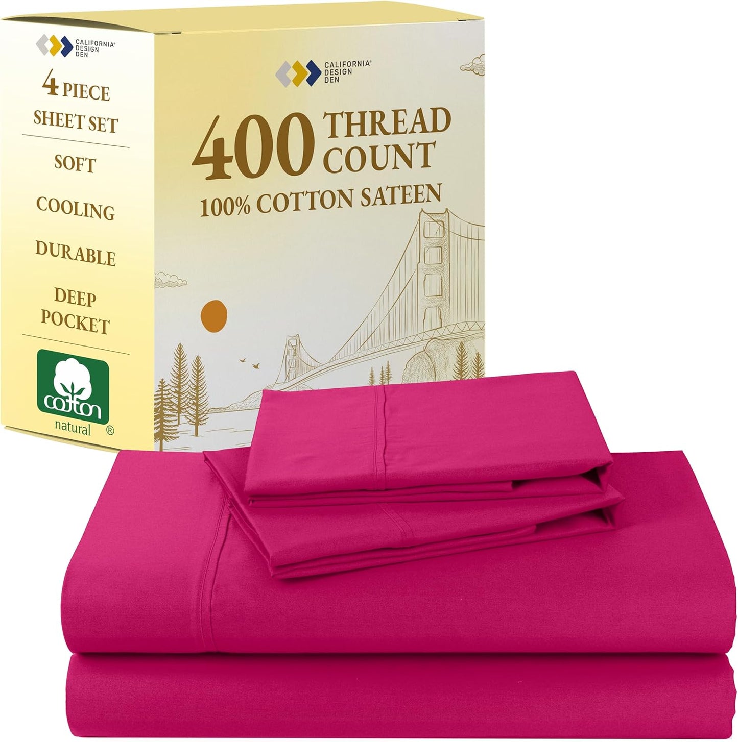 California Design Den Queen Bed Sheets Set - Soft Cotton Sheets