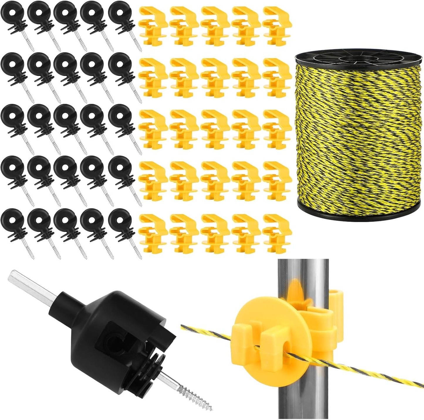 Electric Fence Kit with 1640 ft Poly Wire and Insulators