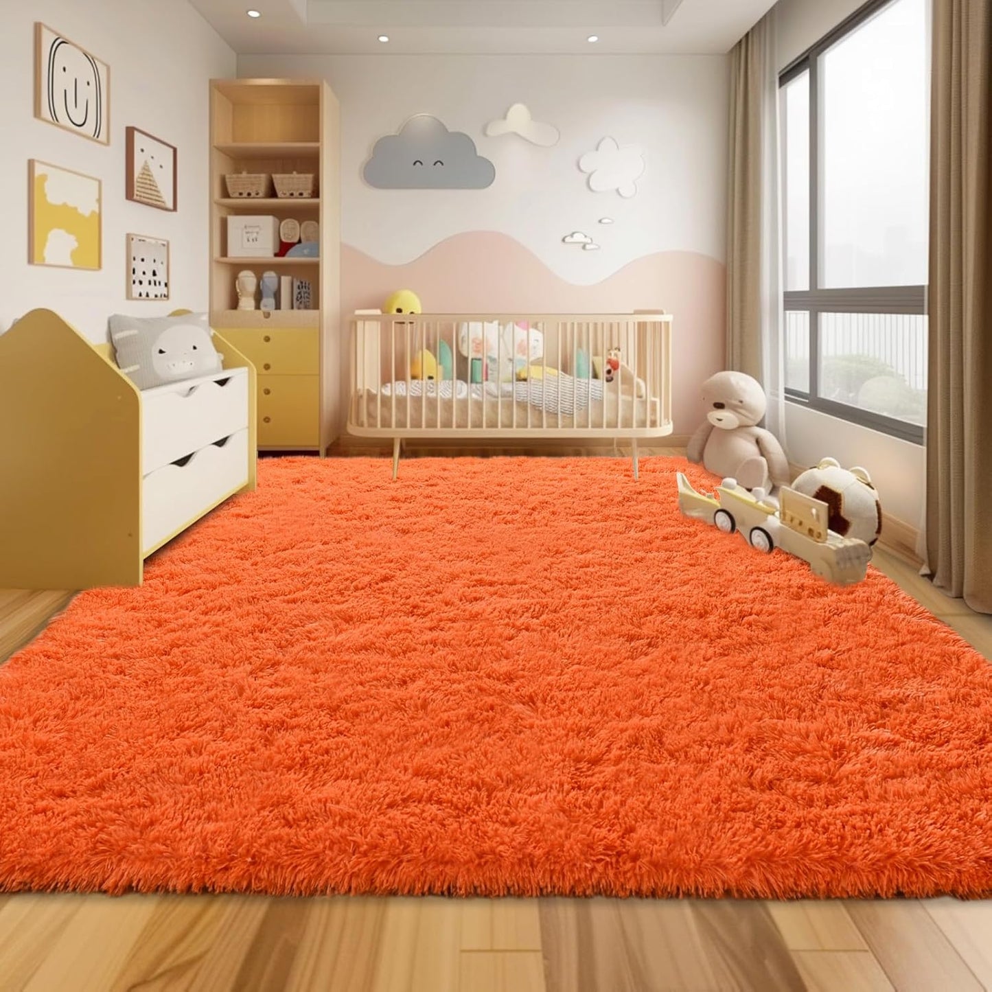 Ultra Soft Rugs for Living Room 6x9 Orange, Plush Carpet