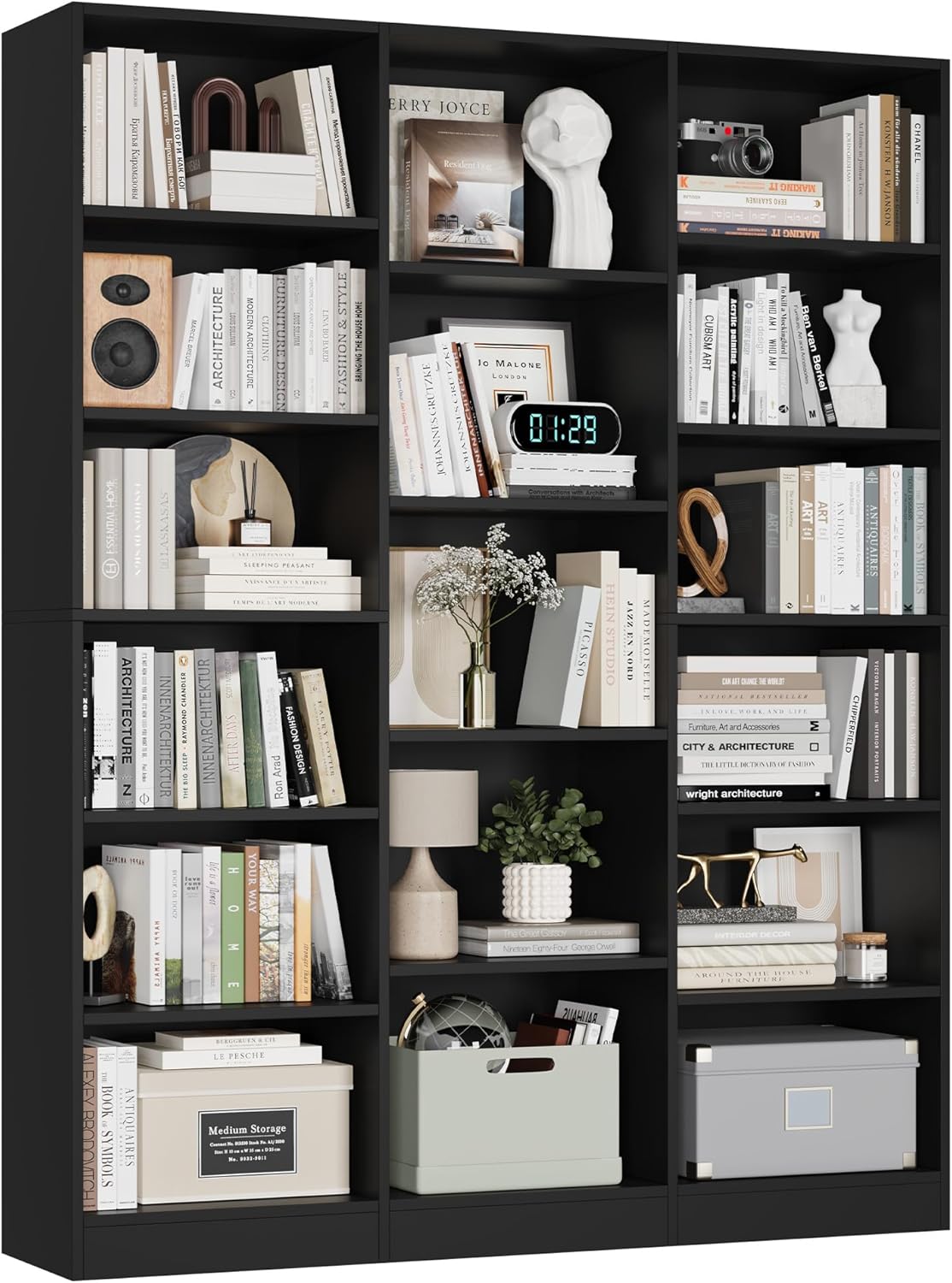 FACBOTALL Triple Wide Bookshelf with 17 Open Display Shelves
