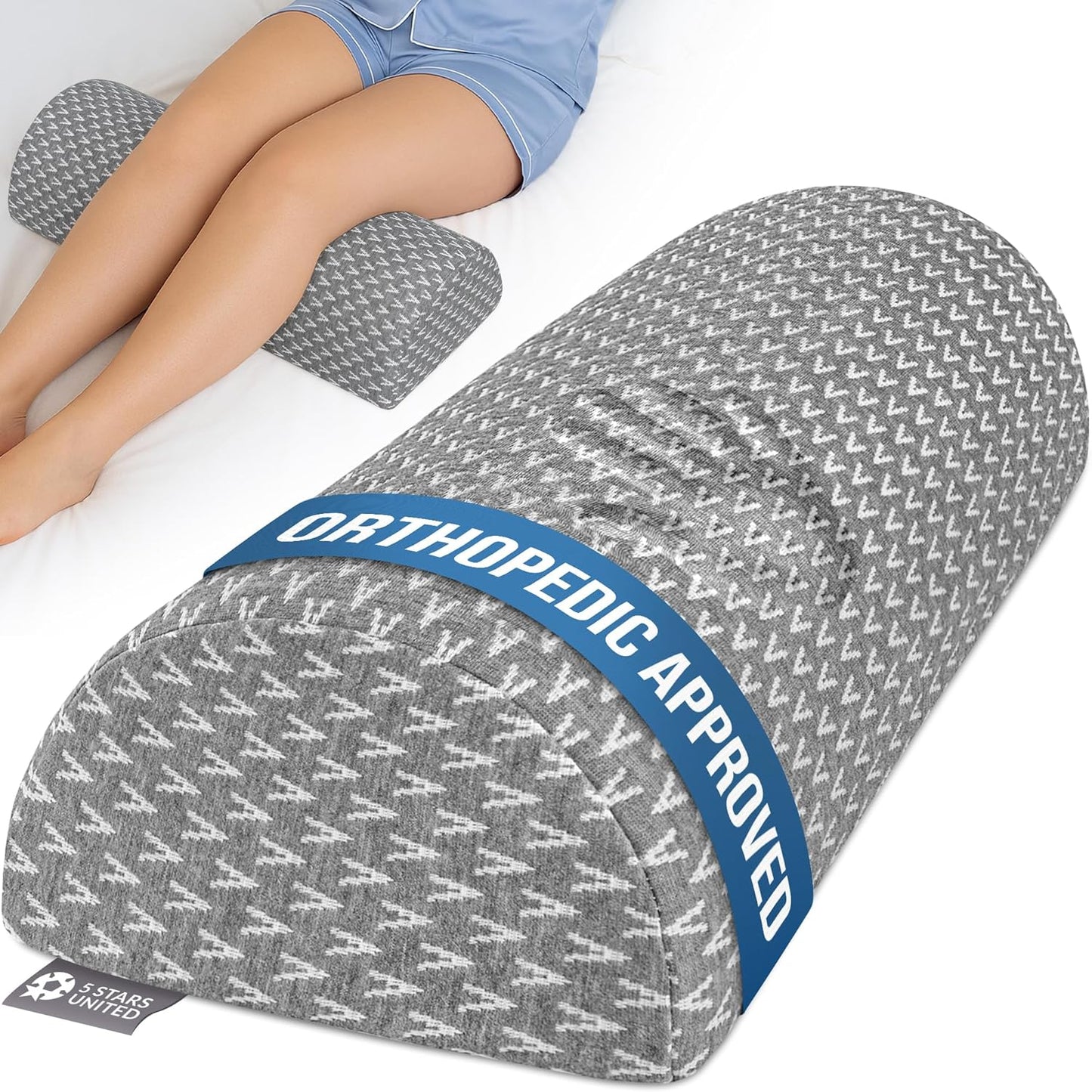 5 STARS UNITED Knee Pillow for Back Sleeping Relief and Comfort
